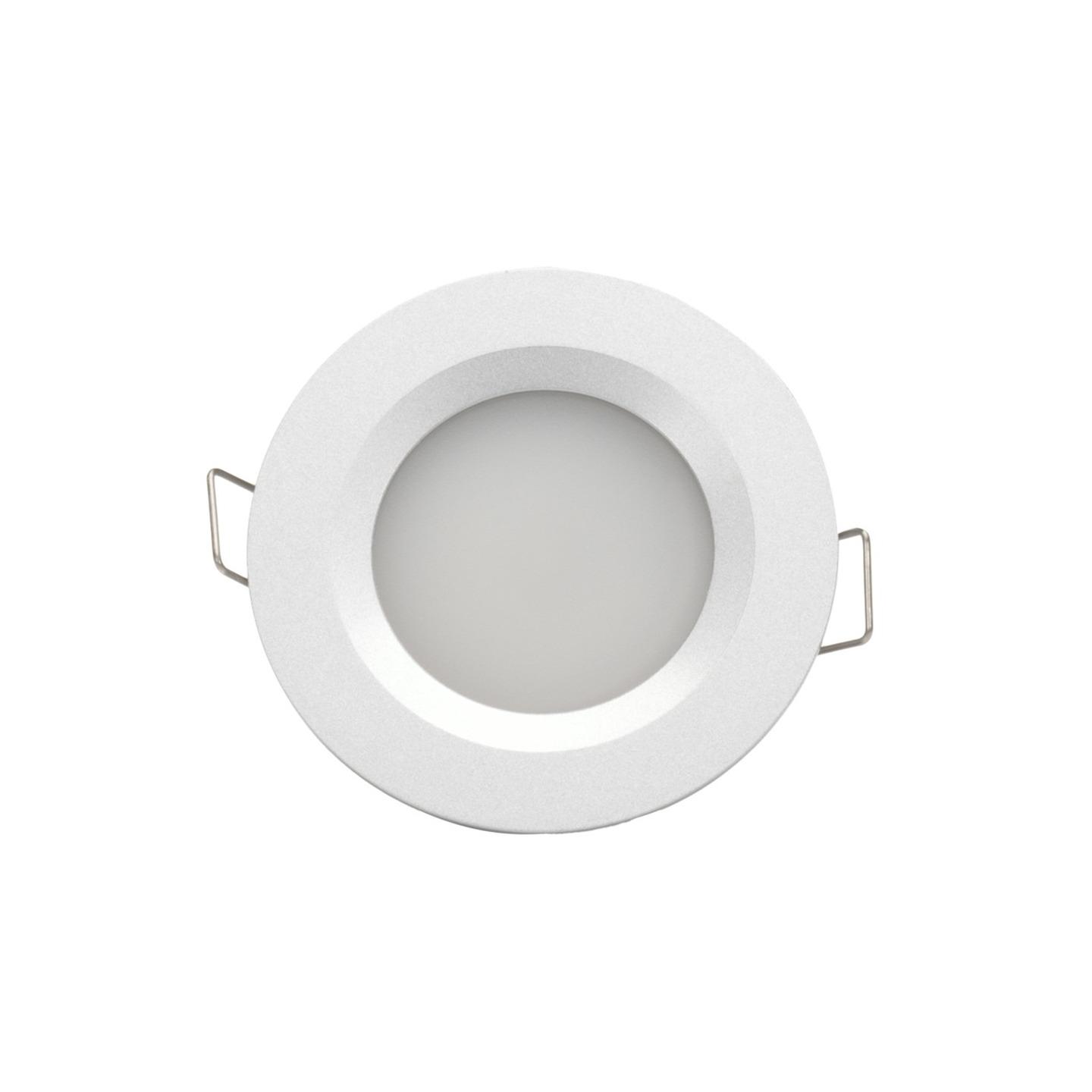 2W 11-16VDC Cool White LED Downlight with Push Button Diffuser Silver