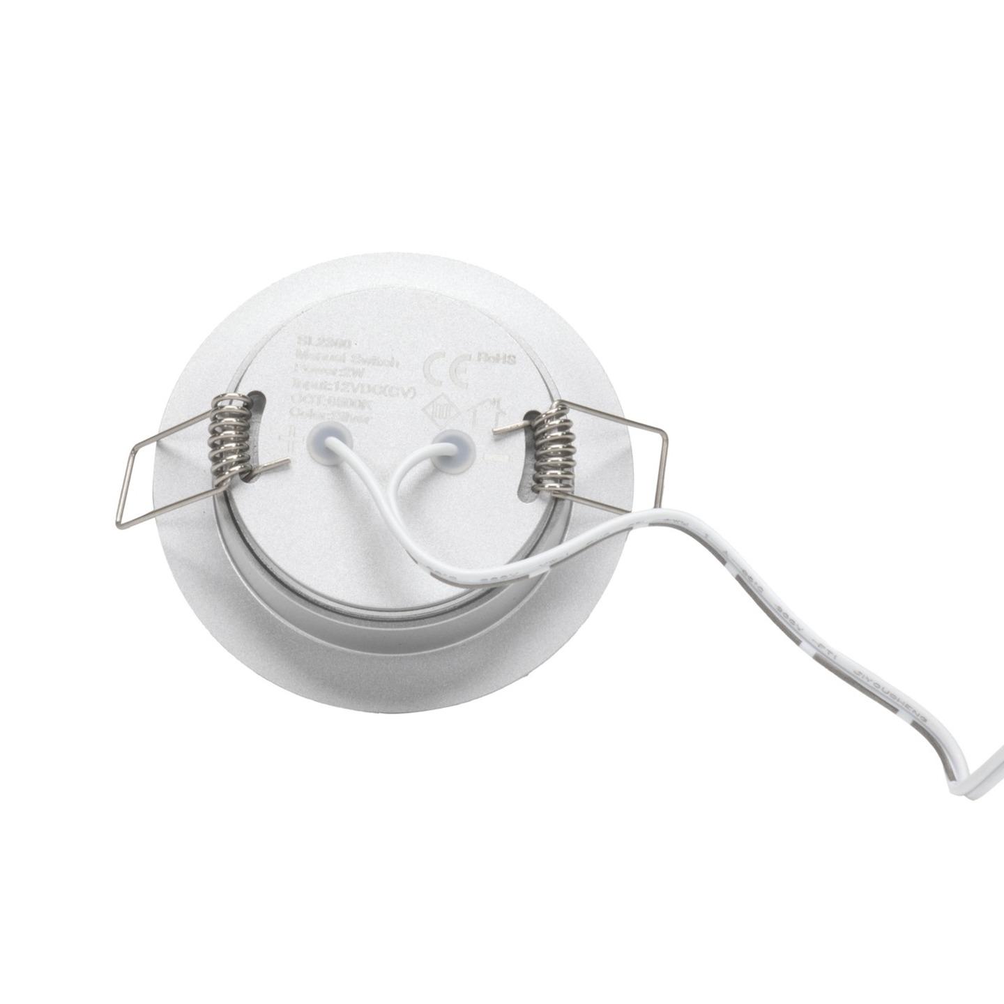 2W 11-16VDC Cool White LED Downlight with Push Button Diffuser Silver