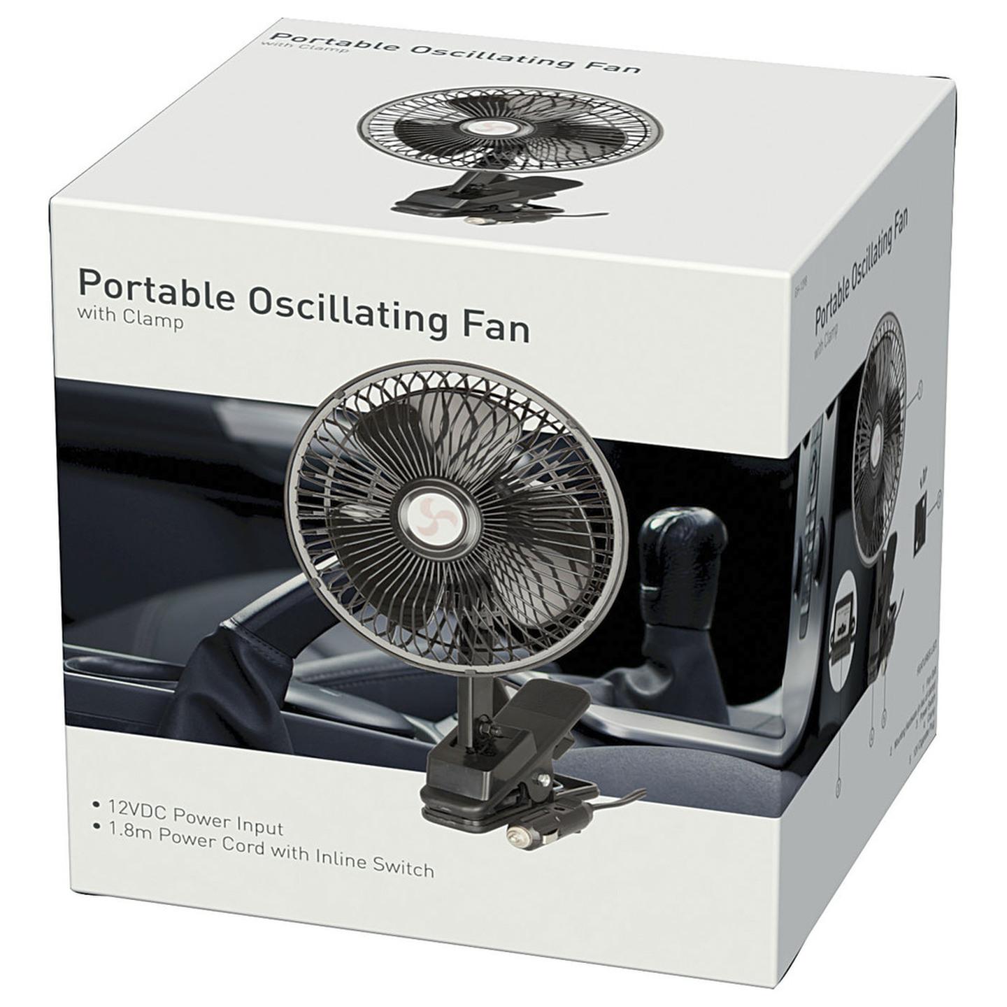 12VDC Oscillating Fan with Clamp