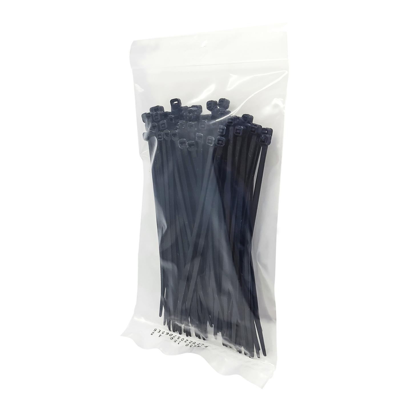 150mm Black Cable Ties - Pack of 100