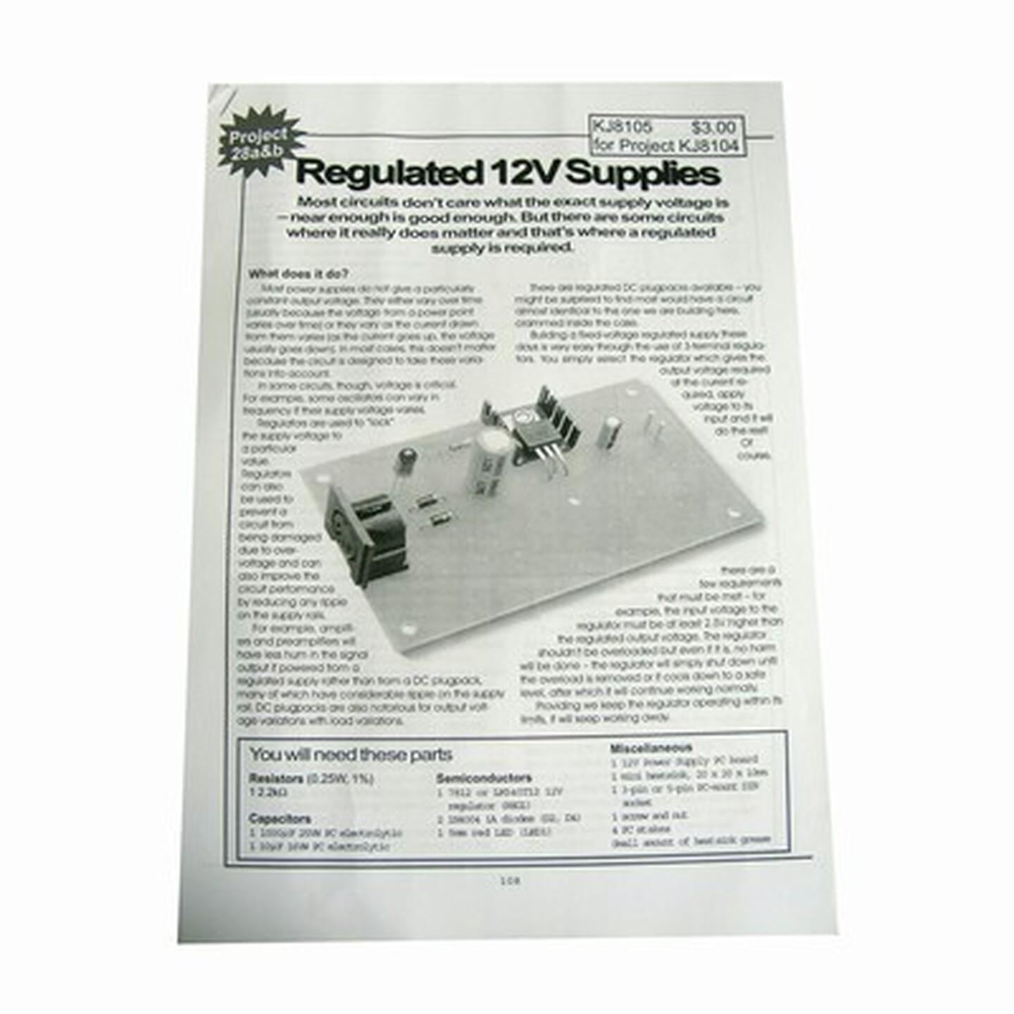 Regulated 12V Power Supply Instructions