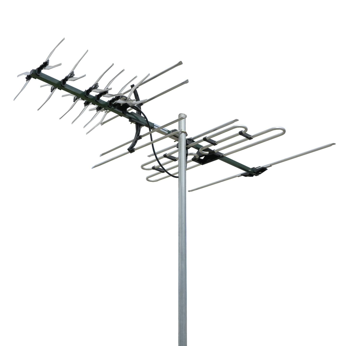 Digimatch VHF/UHF X-type Colinear 27 Element Receives Band 3 4 and 5 Channel 6-12 and 28-46