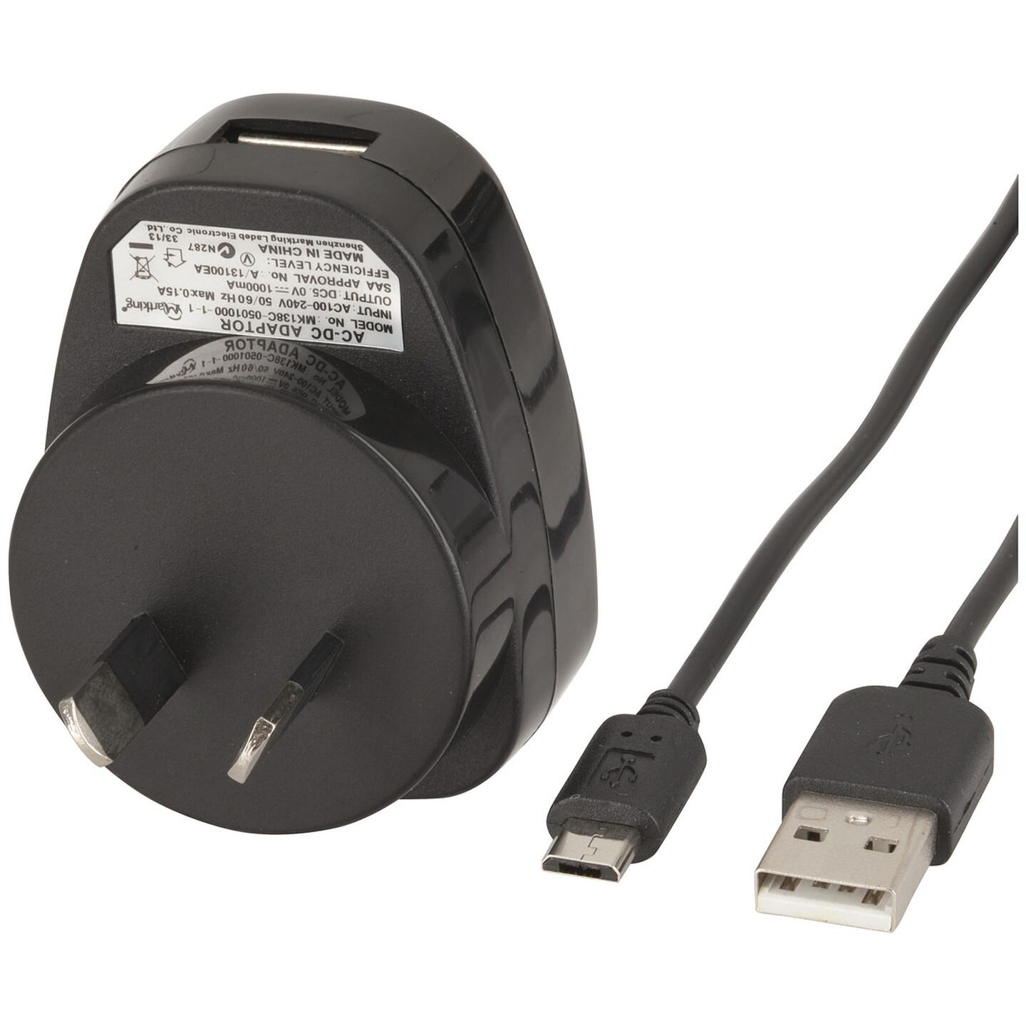 5VDC 1A USB Mains Adaptor with Micro-B Cable