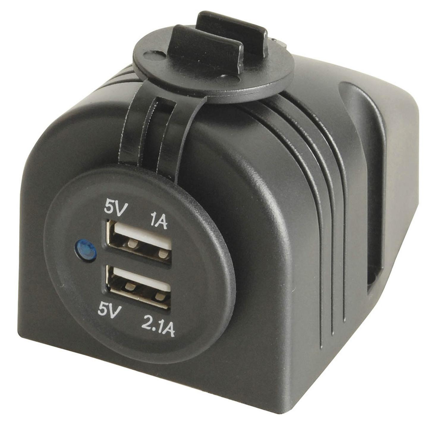 Twin USB Panel or Surface Mount Outlet 5V 3.1A