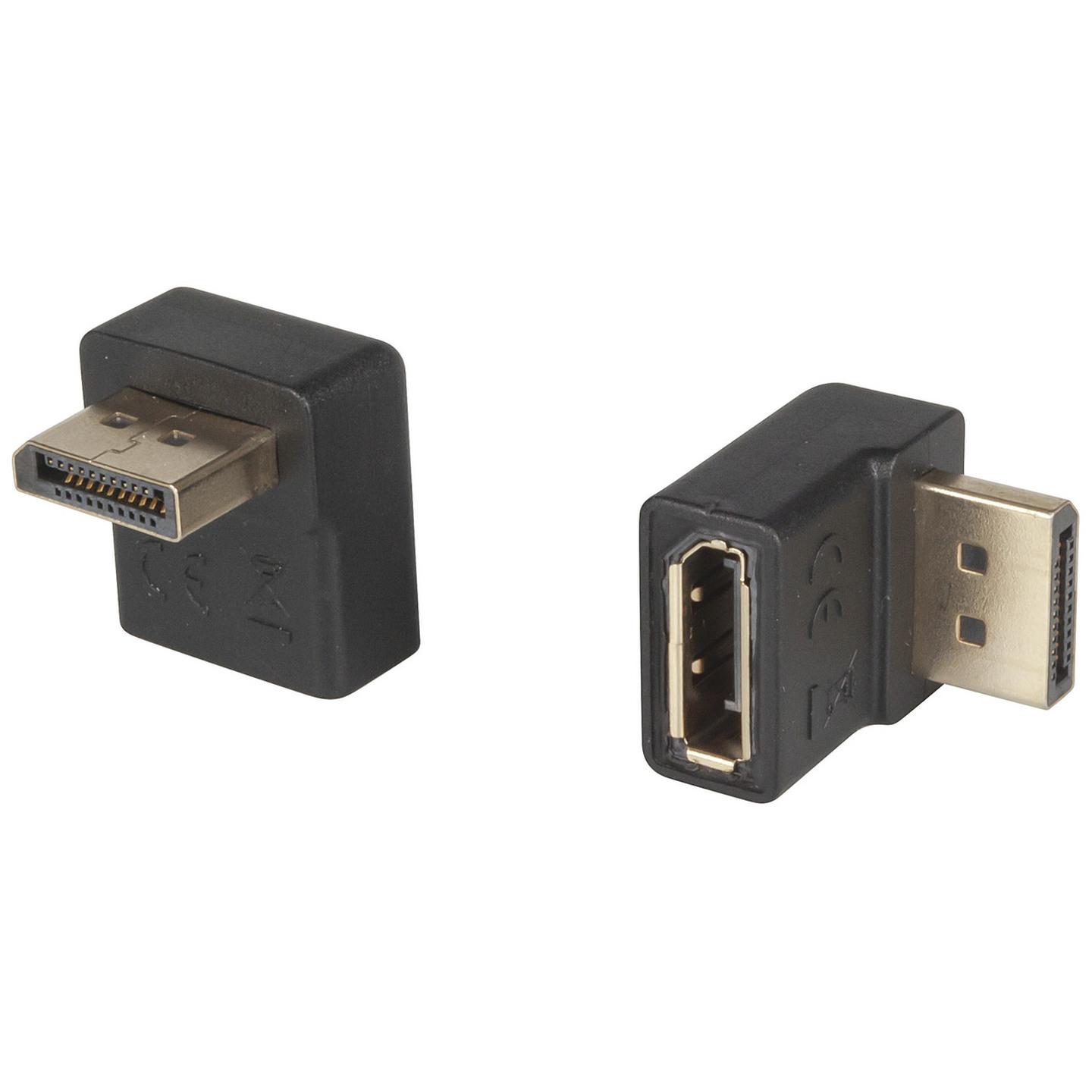 Right Angle Plug to Socket DisplayPort Adaptor