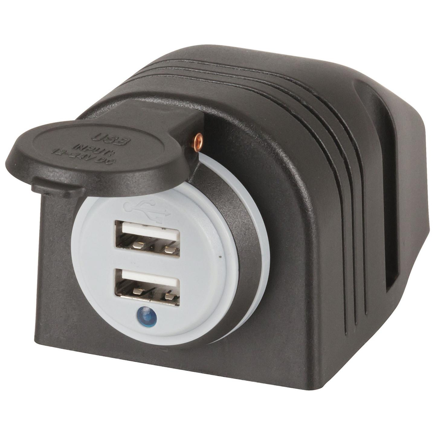 4.2A 2 Port USB Charger with Dust Cap and Power Indicator