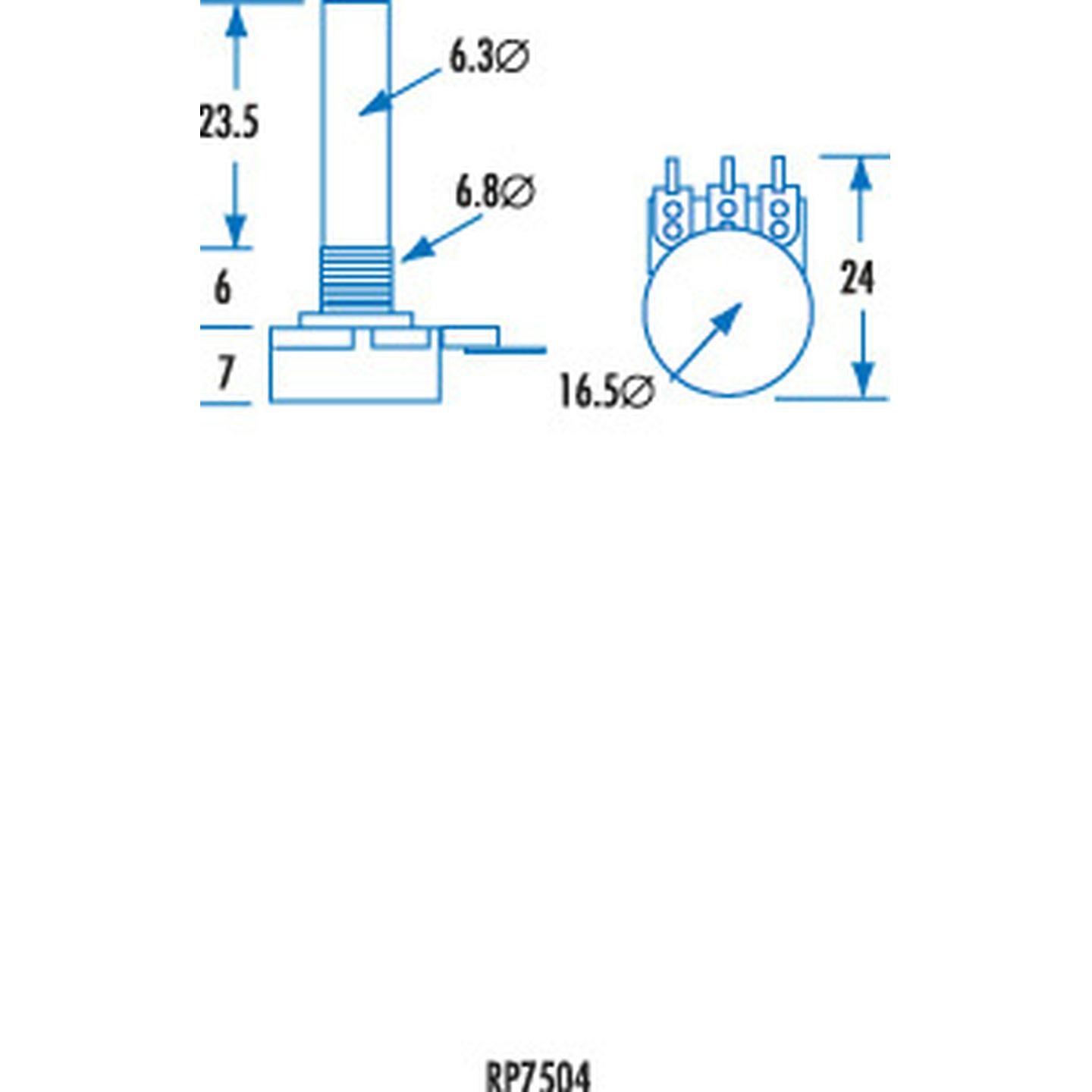 1k Ohm Linear B Single Gang 16mm Potentiometer