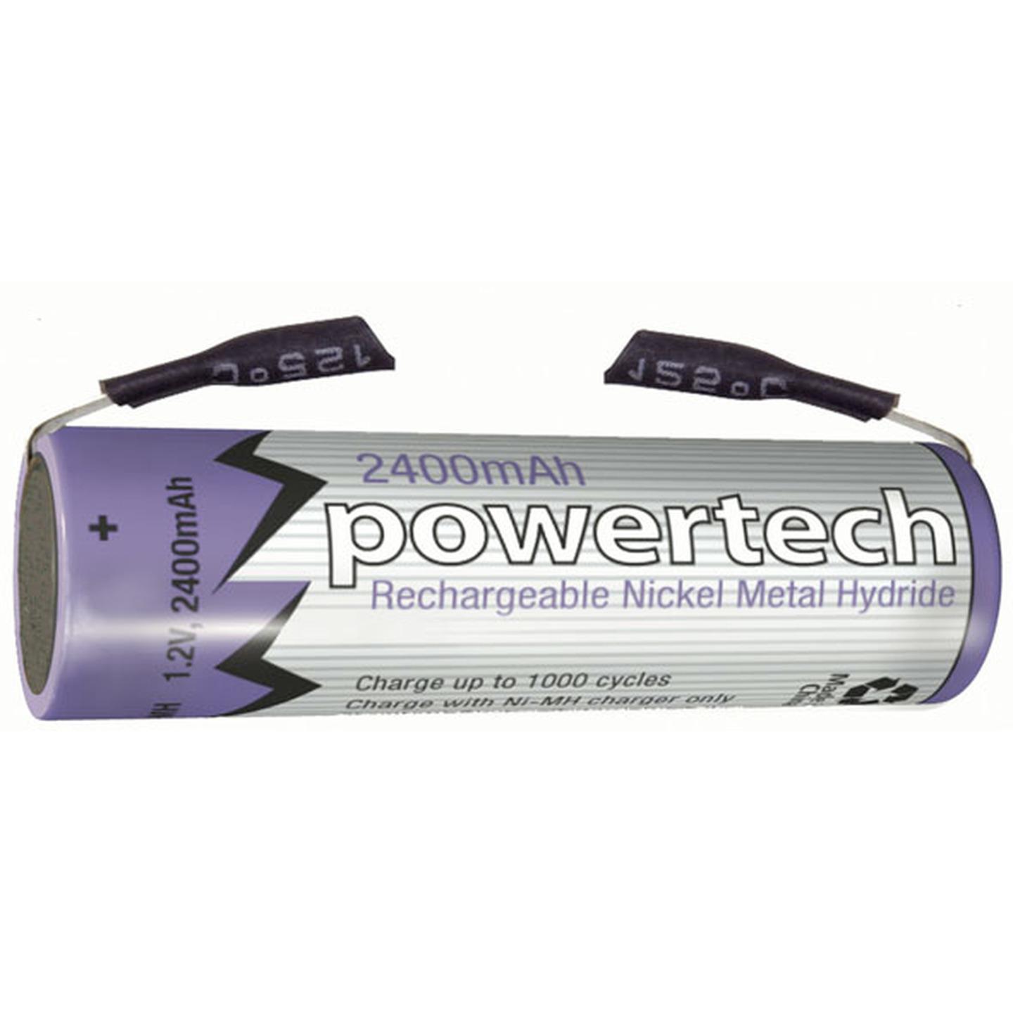 1.2V AA 2400mAH Rechargeable Ni-MH Powertech Battery - Solder Tag