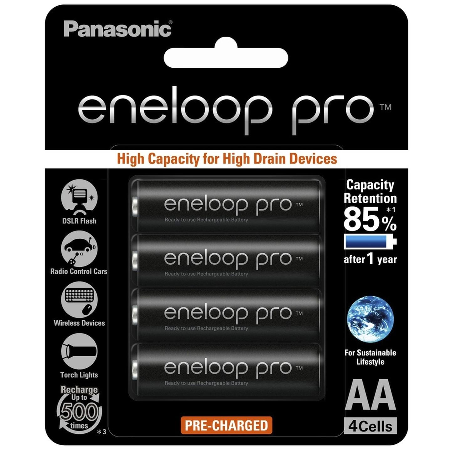 Panasonic Eneloop Pro NiMH AA Batteries 2450mAH 4 Pack