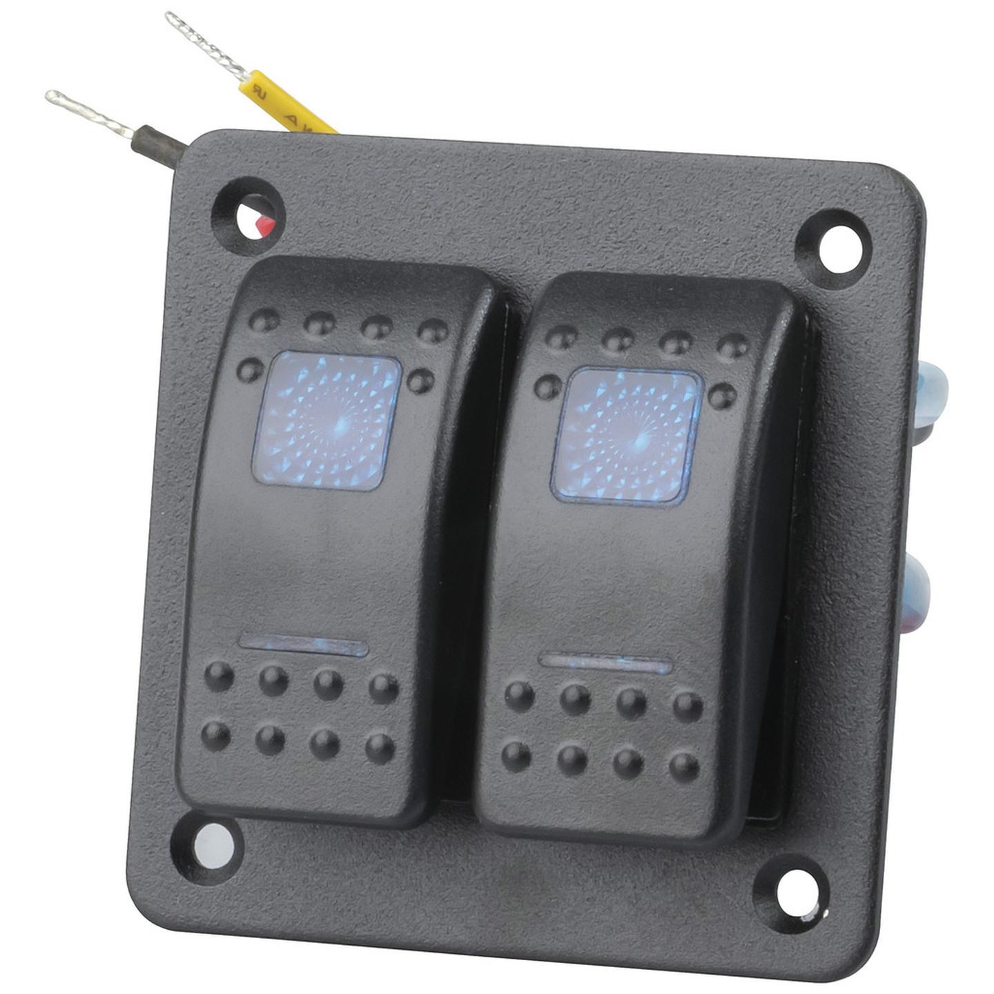 2 Way Illuminated Blue Rocker Switch Panel