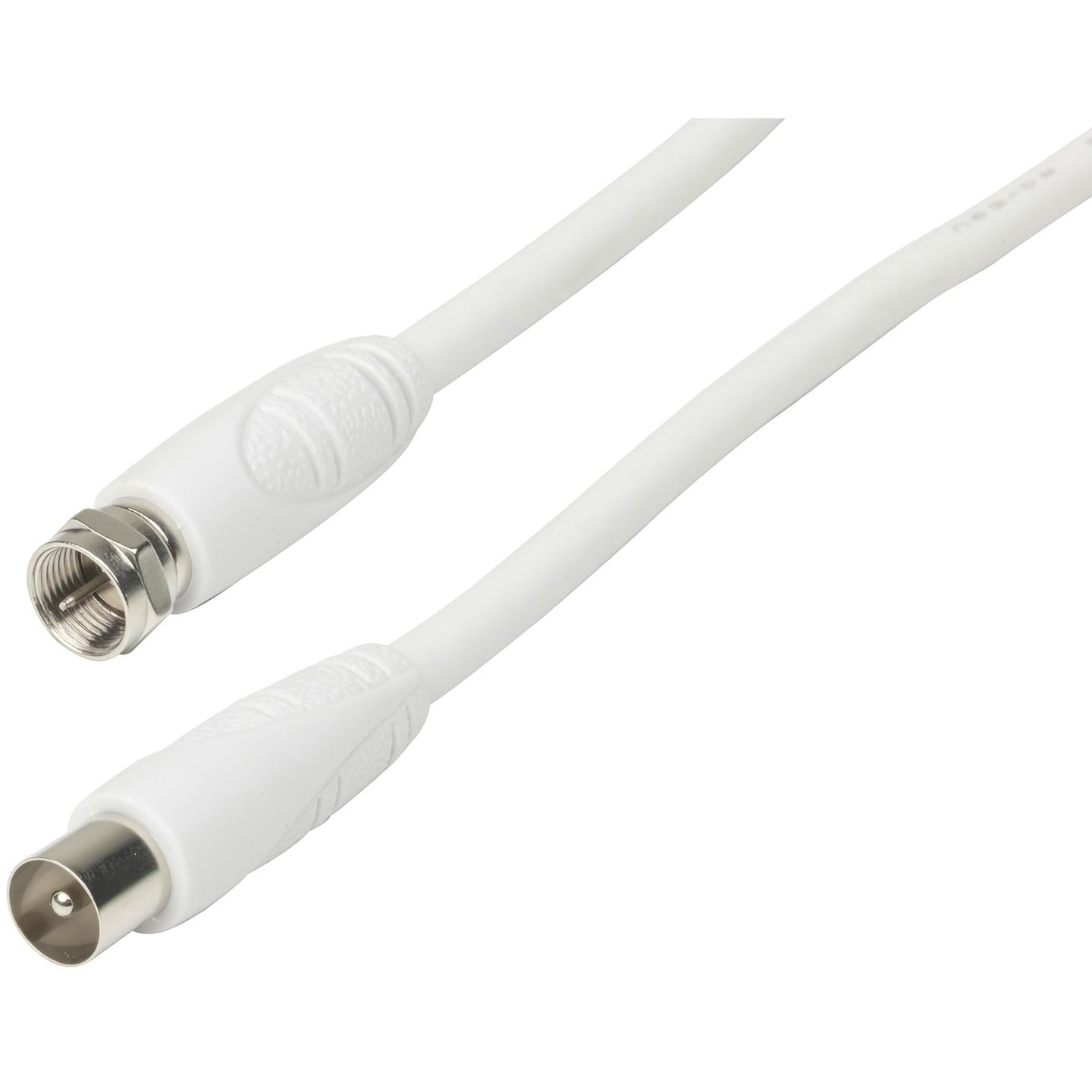 F Plug to TV Coaxial Plug Cable White - 1.5m