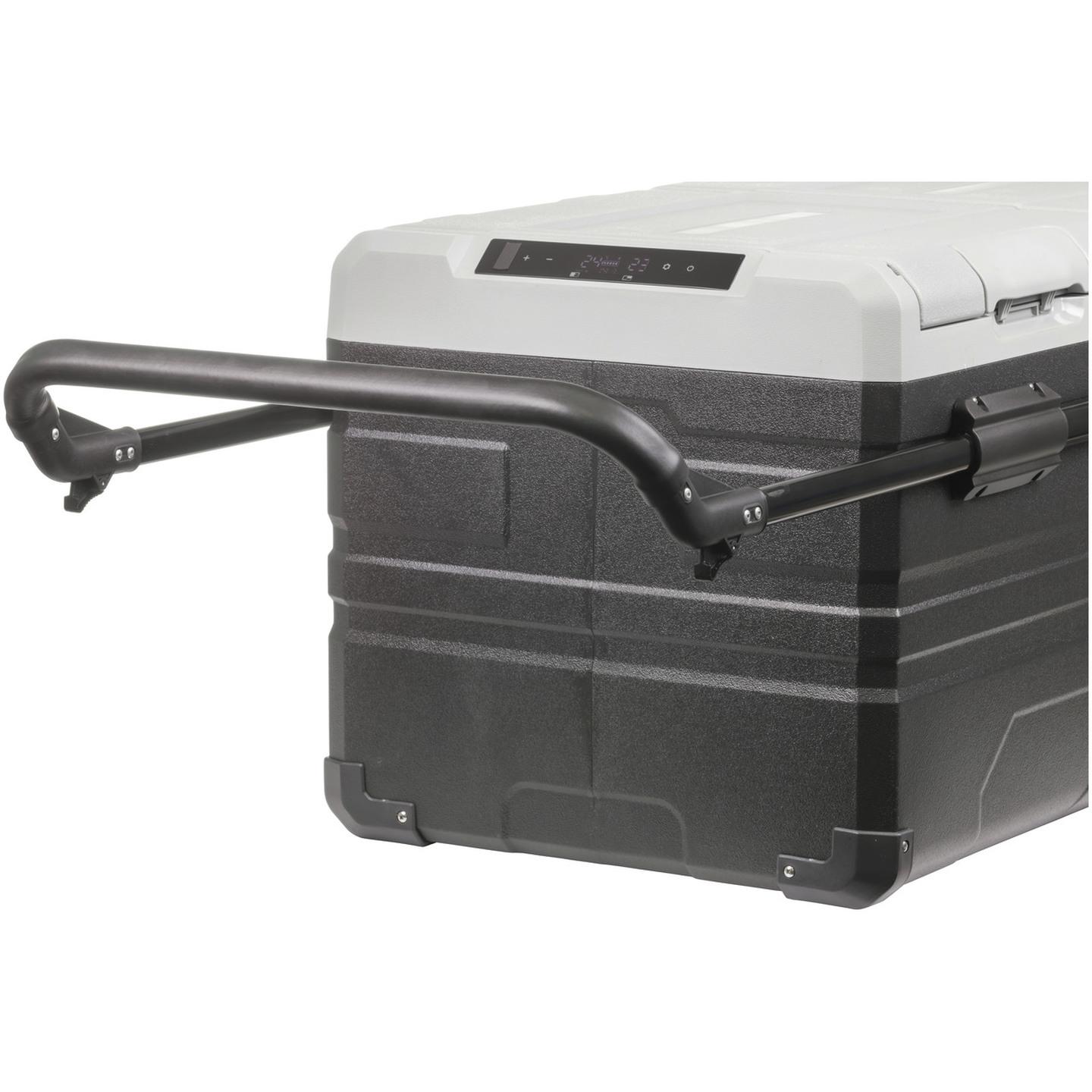 75L Rovin Dual Zone Portable Fridge or Freezer with Solar Charger Board plus HandleWheels and Battery Compartment