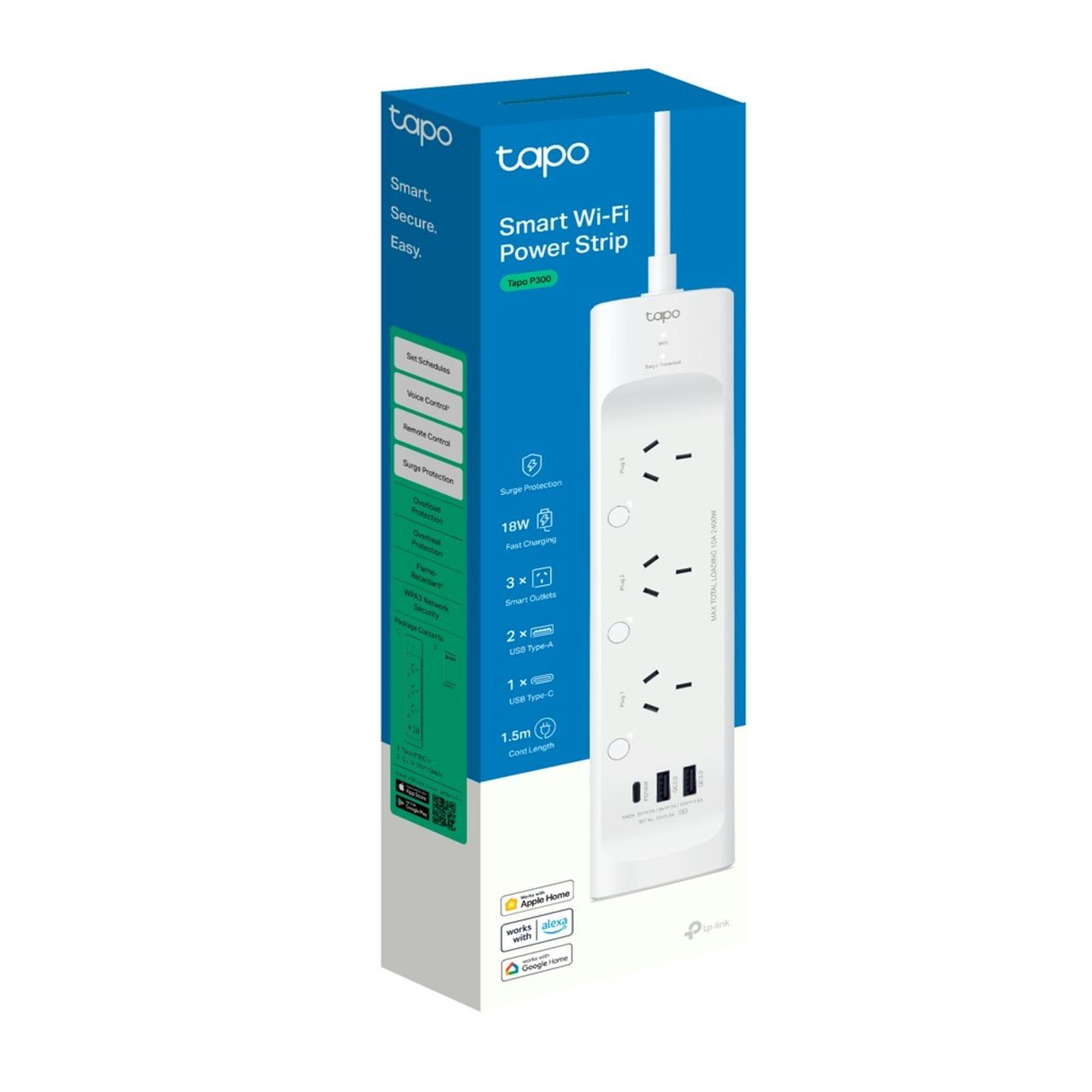 TP-LINK Tapo Smart Power Board 3 AC Sockets with 2 x USB A and 1 x USB C  Bluetooth with 1.5 Metre Lead 
