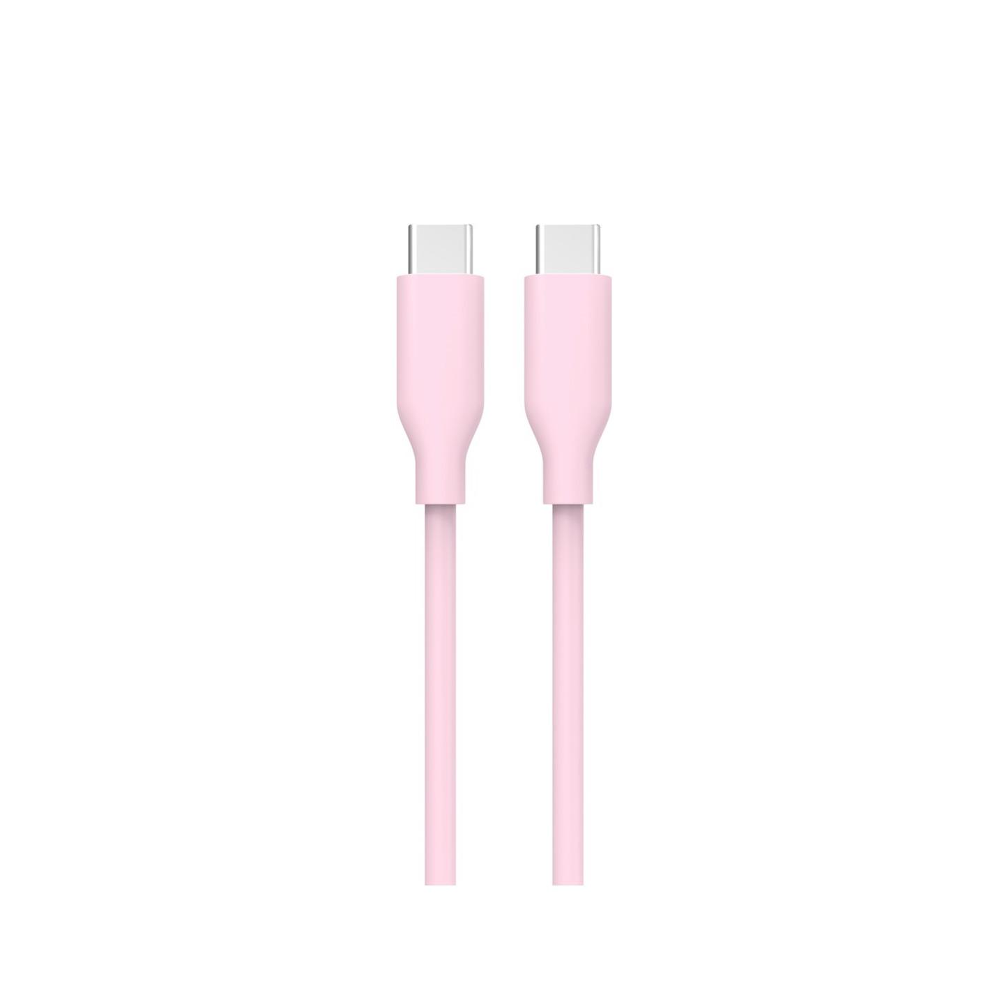 Pink Silicone USB Type-C to USB Type-C Cable 1.2m