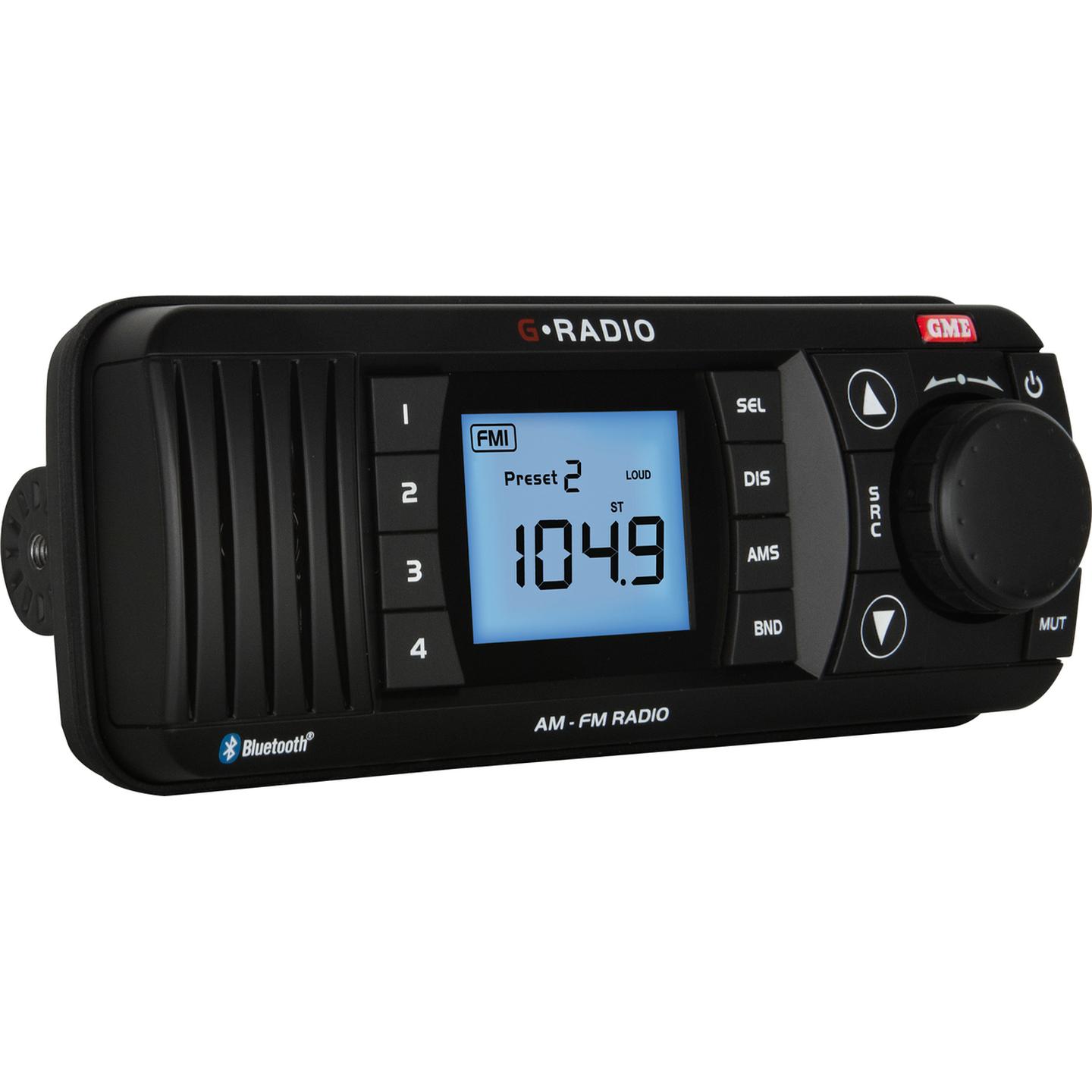 GME AM/FM IP67 Marine Stereo with Bluetooth - Black