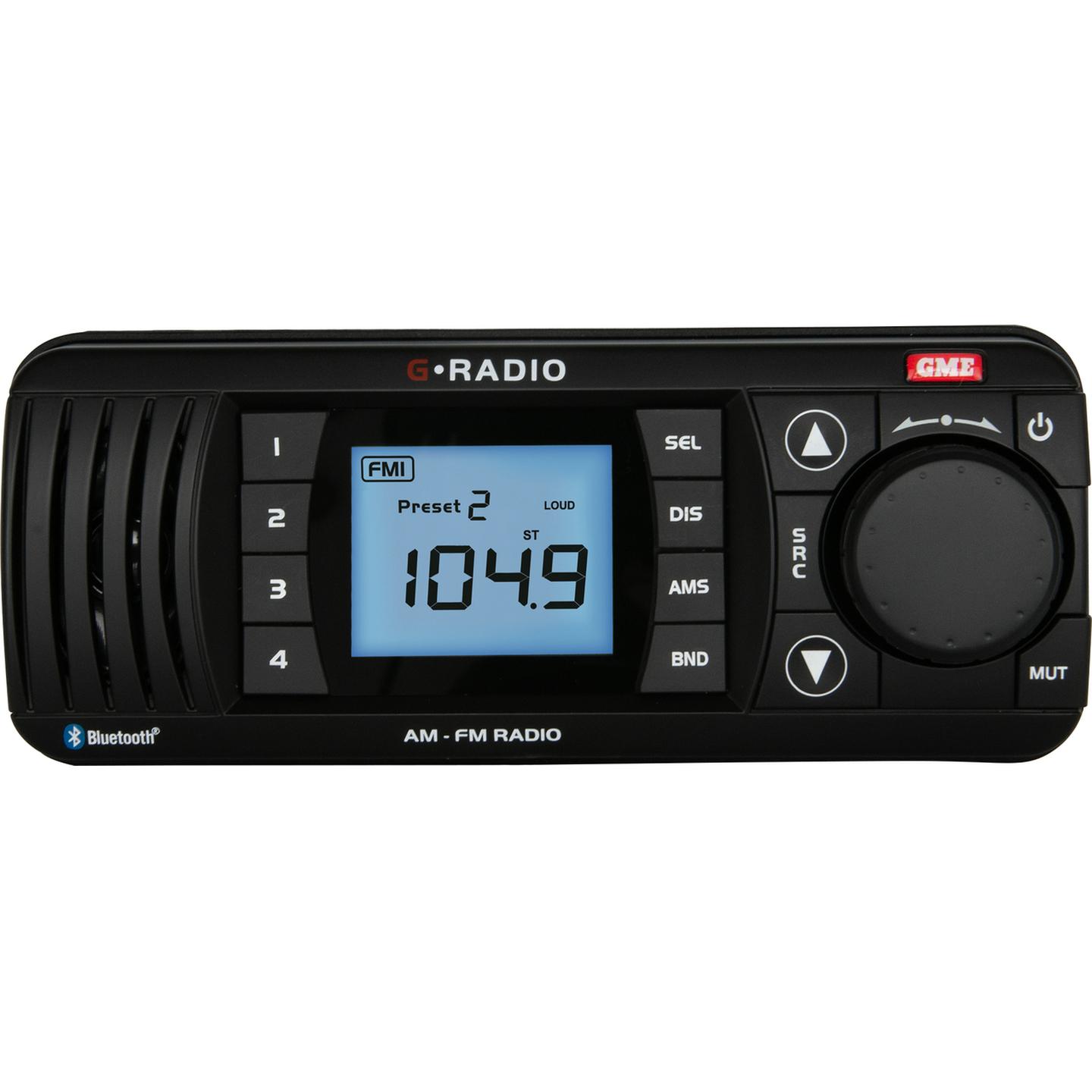 GME AM/FM IP67 Marine Stereo with Bluetooth - Black