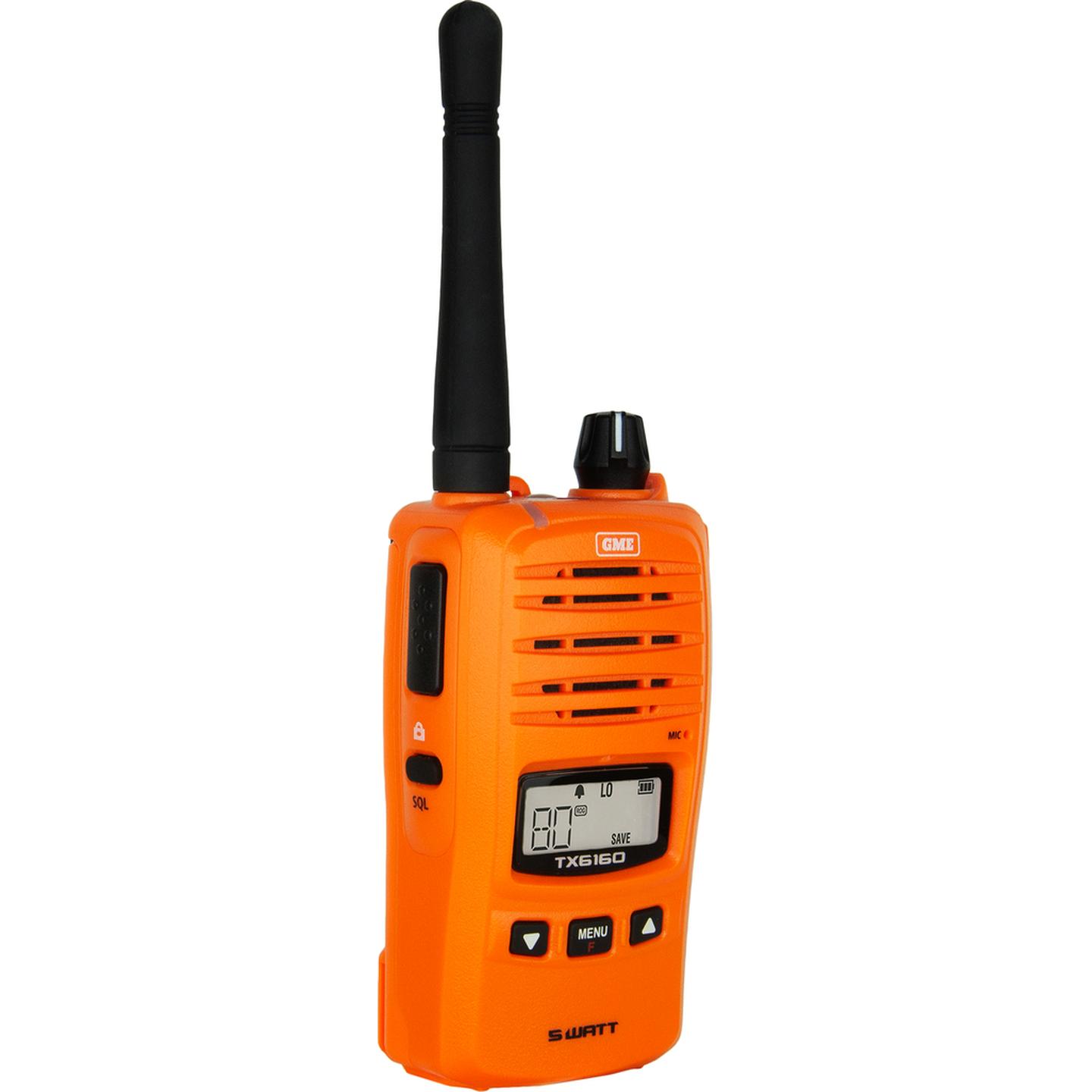 GME 5/1 Watt IP67 UHF CB Handheld Radio - Blaze Orange
