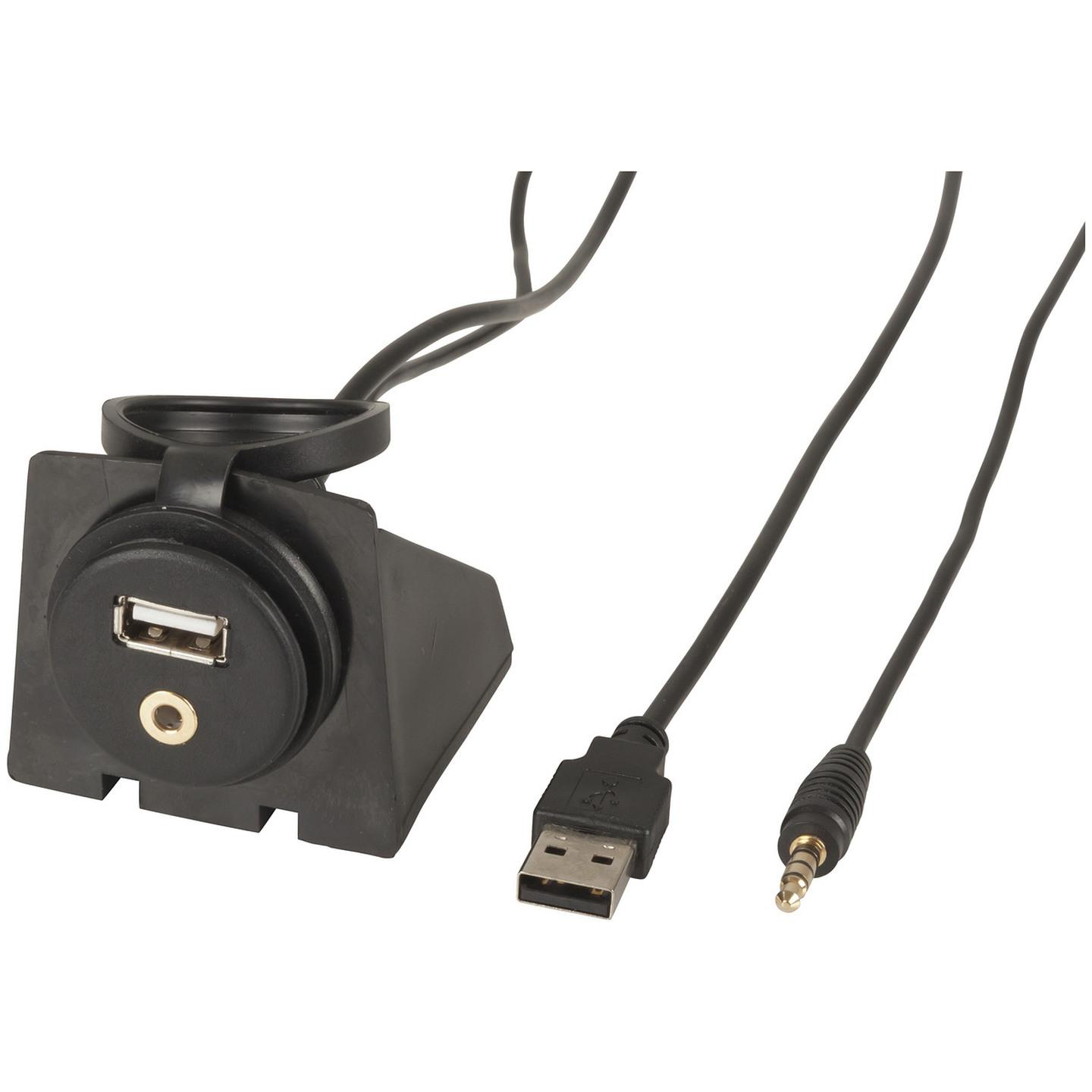 Powertech 3.5mm Auxiliary and USB Extension Cable with Mount