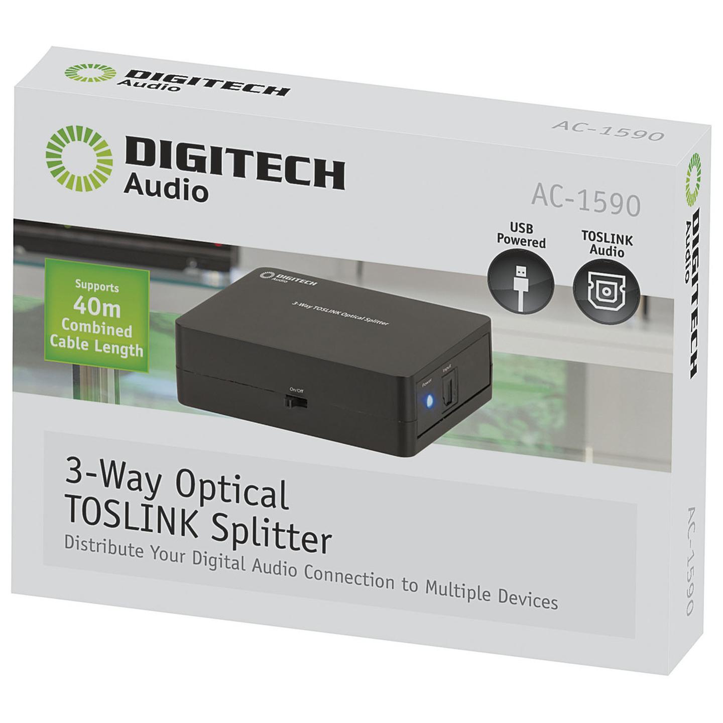 Digitech 3-Way Optical TOSLINK Splitter