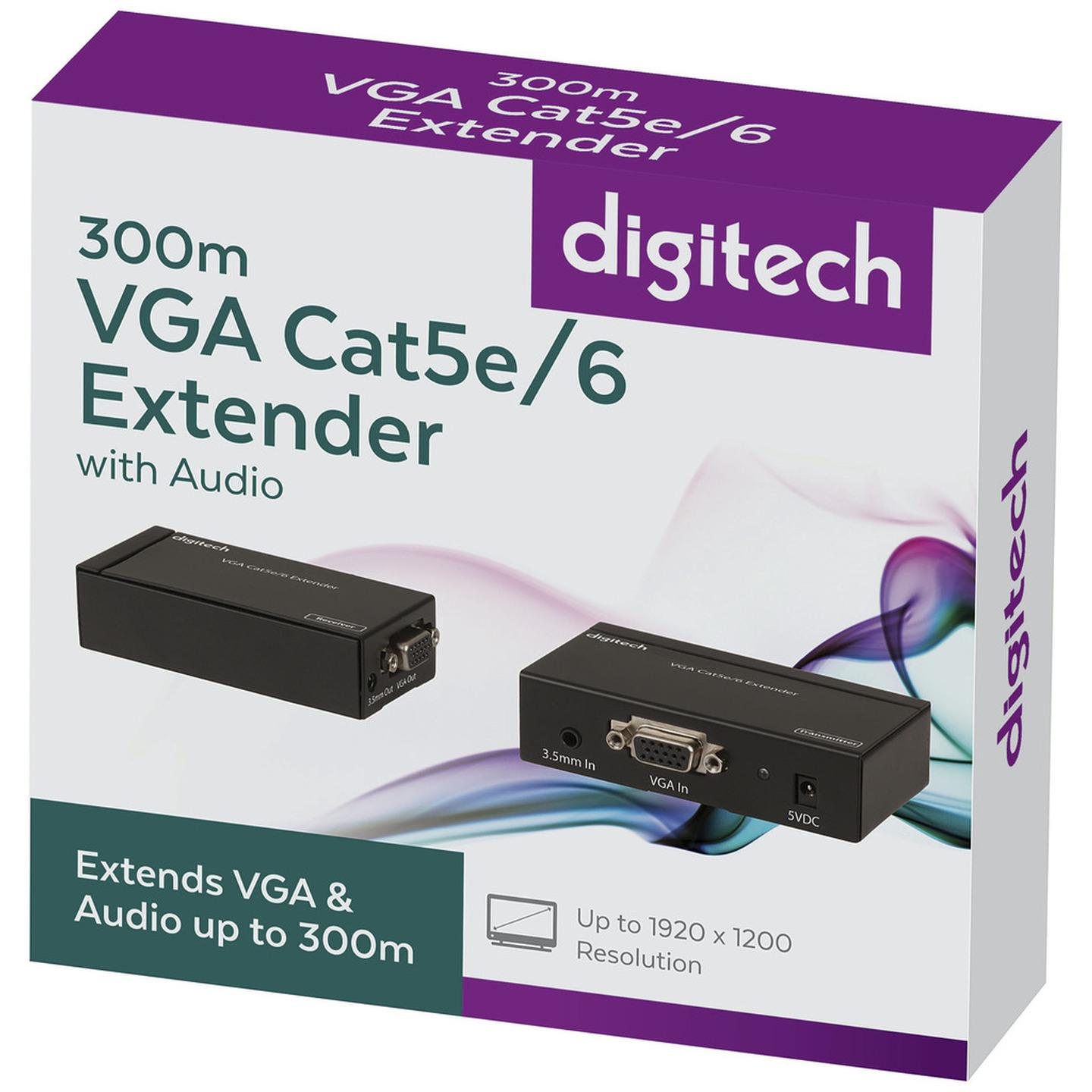 300m VGA Cat5e/6 Extender with Audio