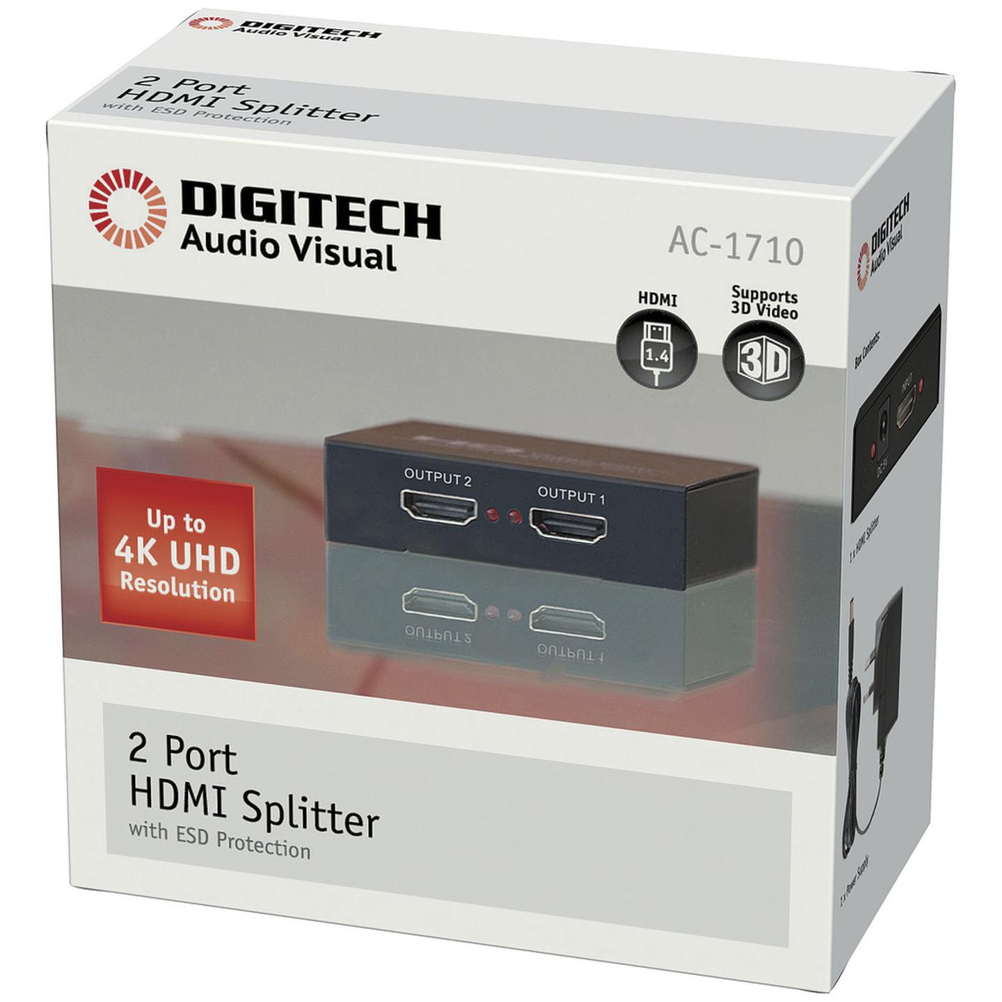 Digitech 2 Way HDMI Splitter With 4K Support