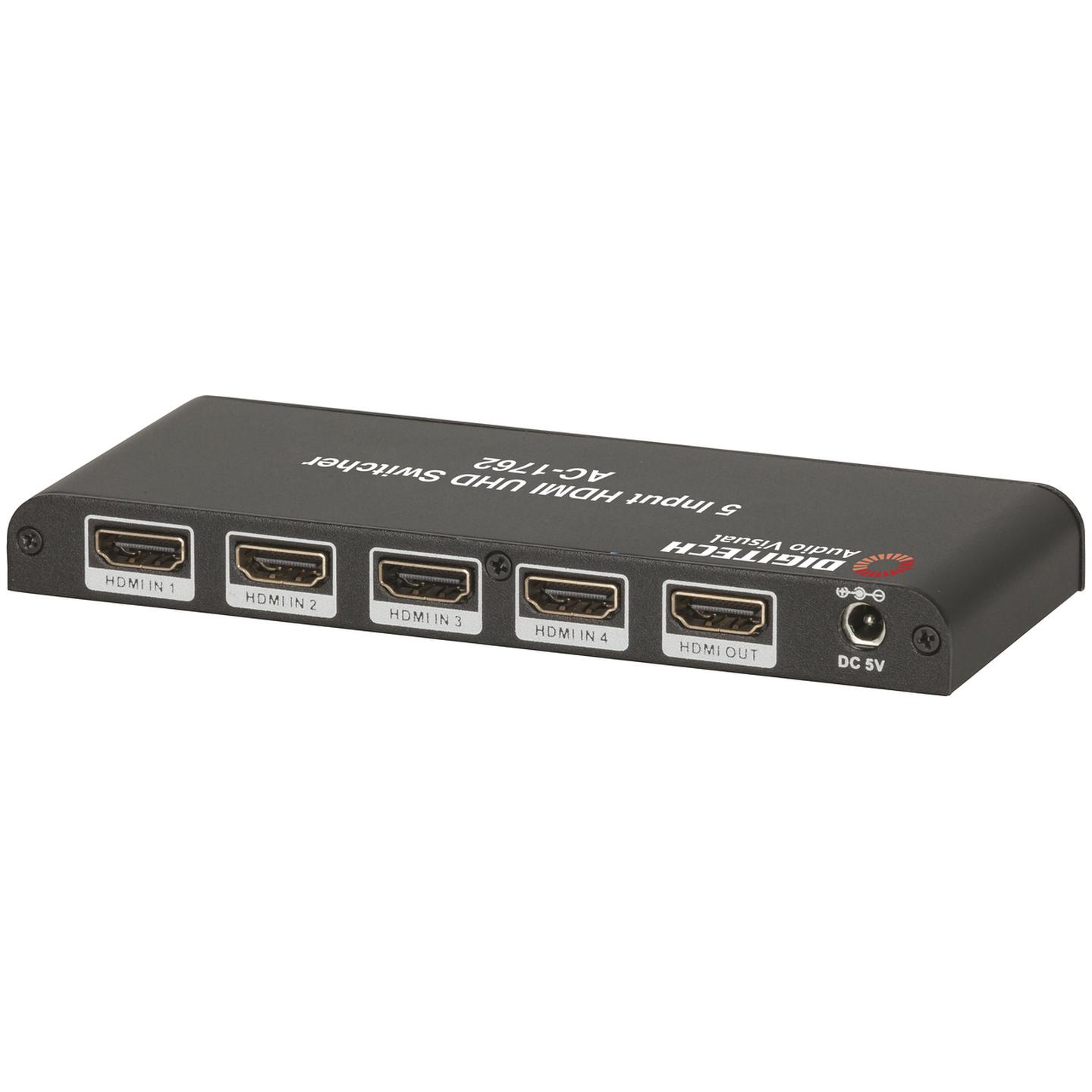 5 Way HDMI 2.0 Switcher with Remote 