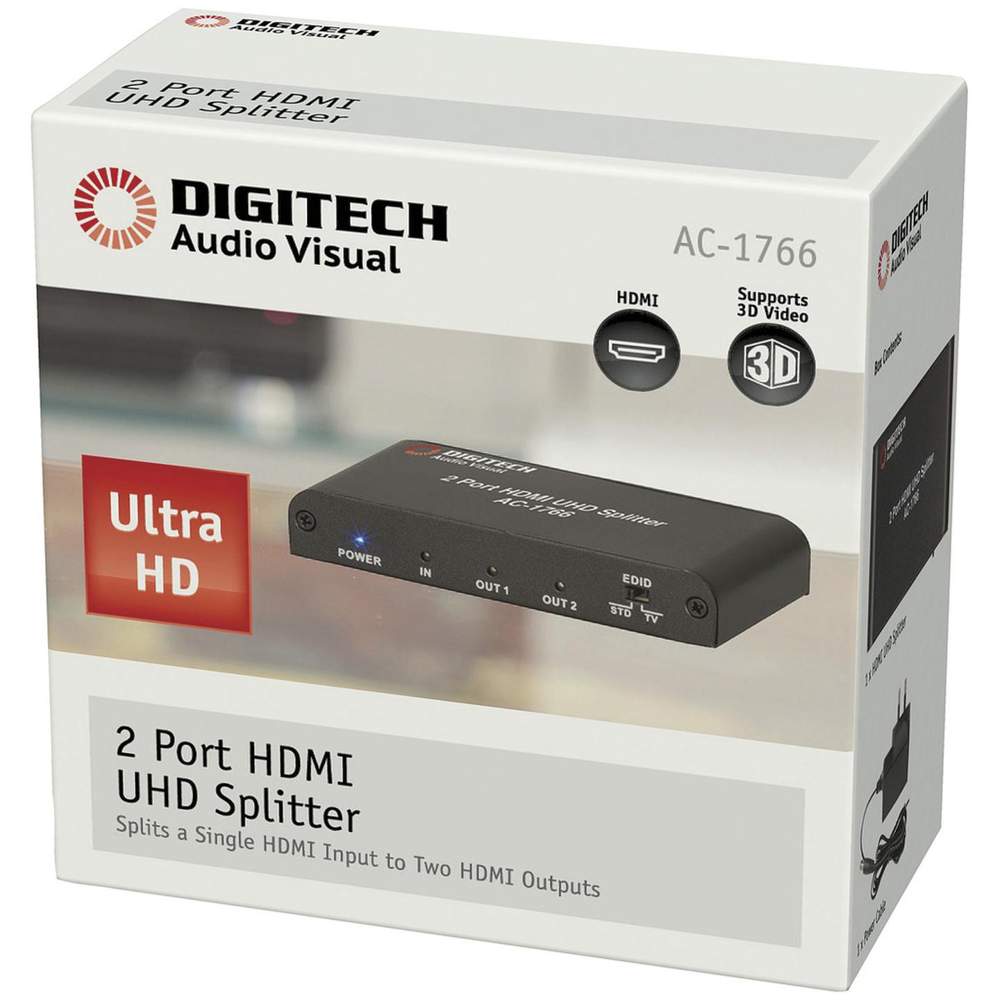 2 Way HDMI 2.0 UHD Splitter