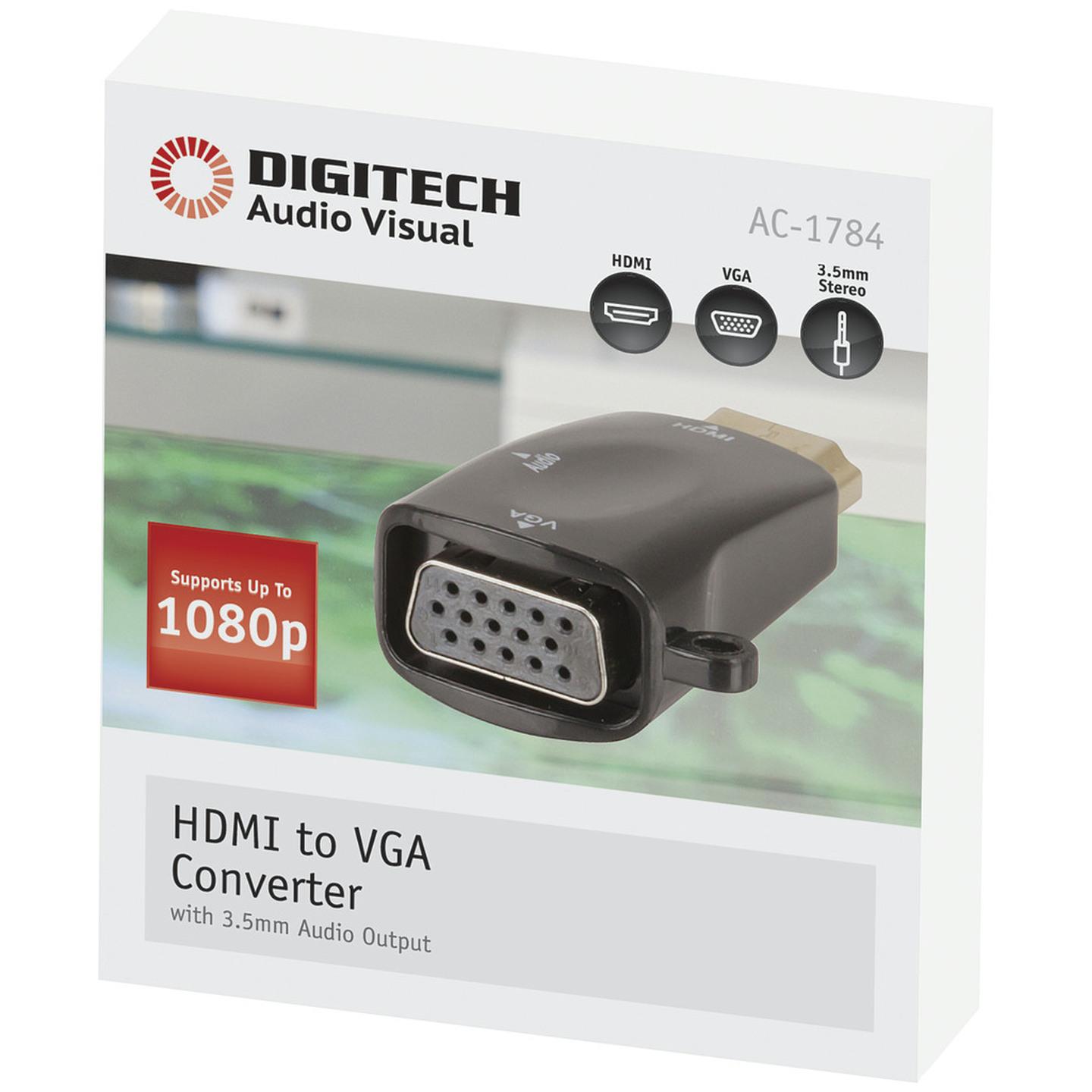 Compact HDMI to VGA & Stereo Audio Converter