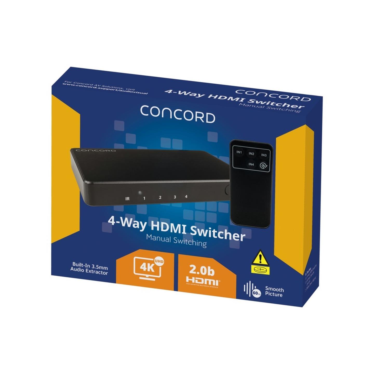 Concord 4-Way 4K HDMI Switcher