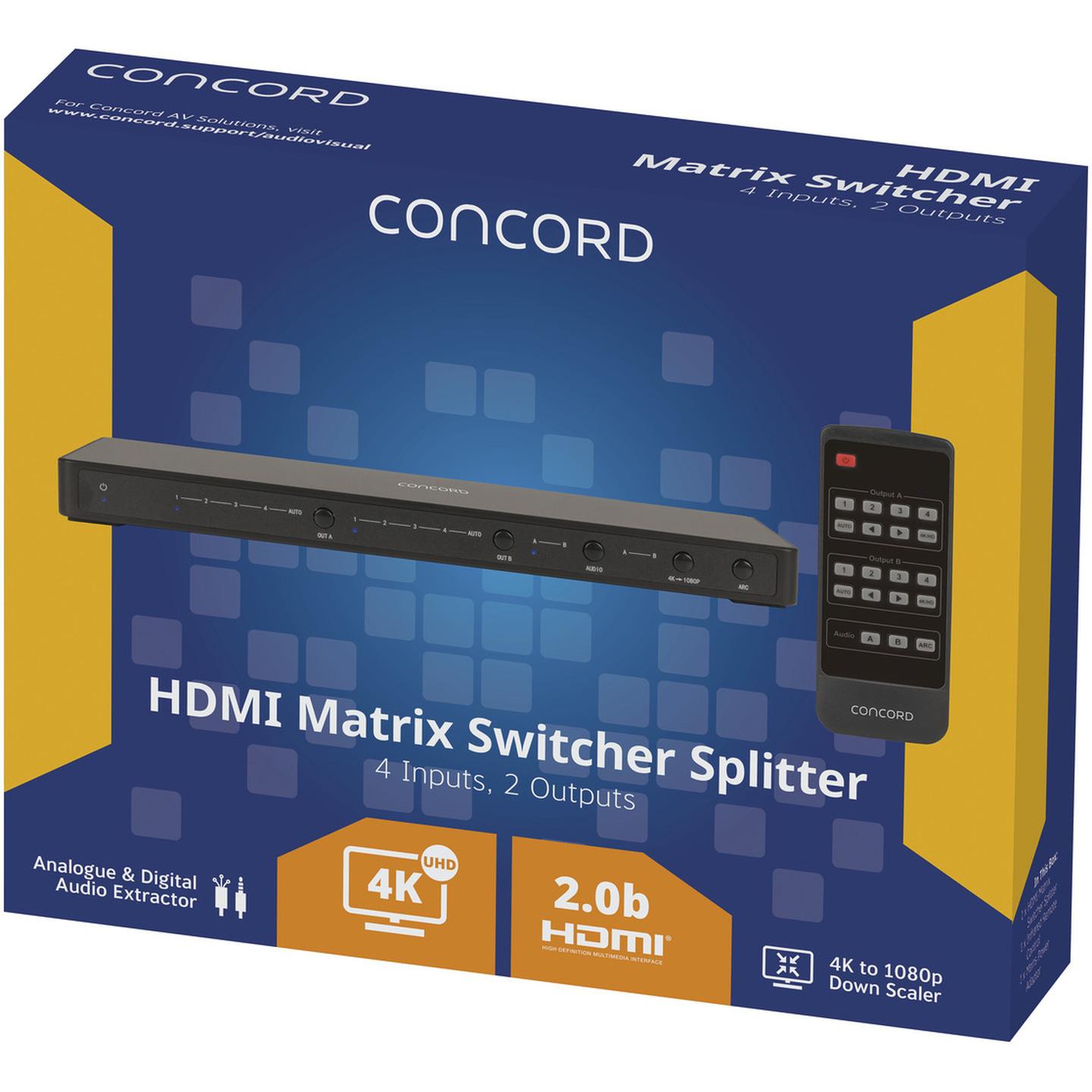 Concord 4x2 4K HDMI Matrix Switcher Splitter