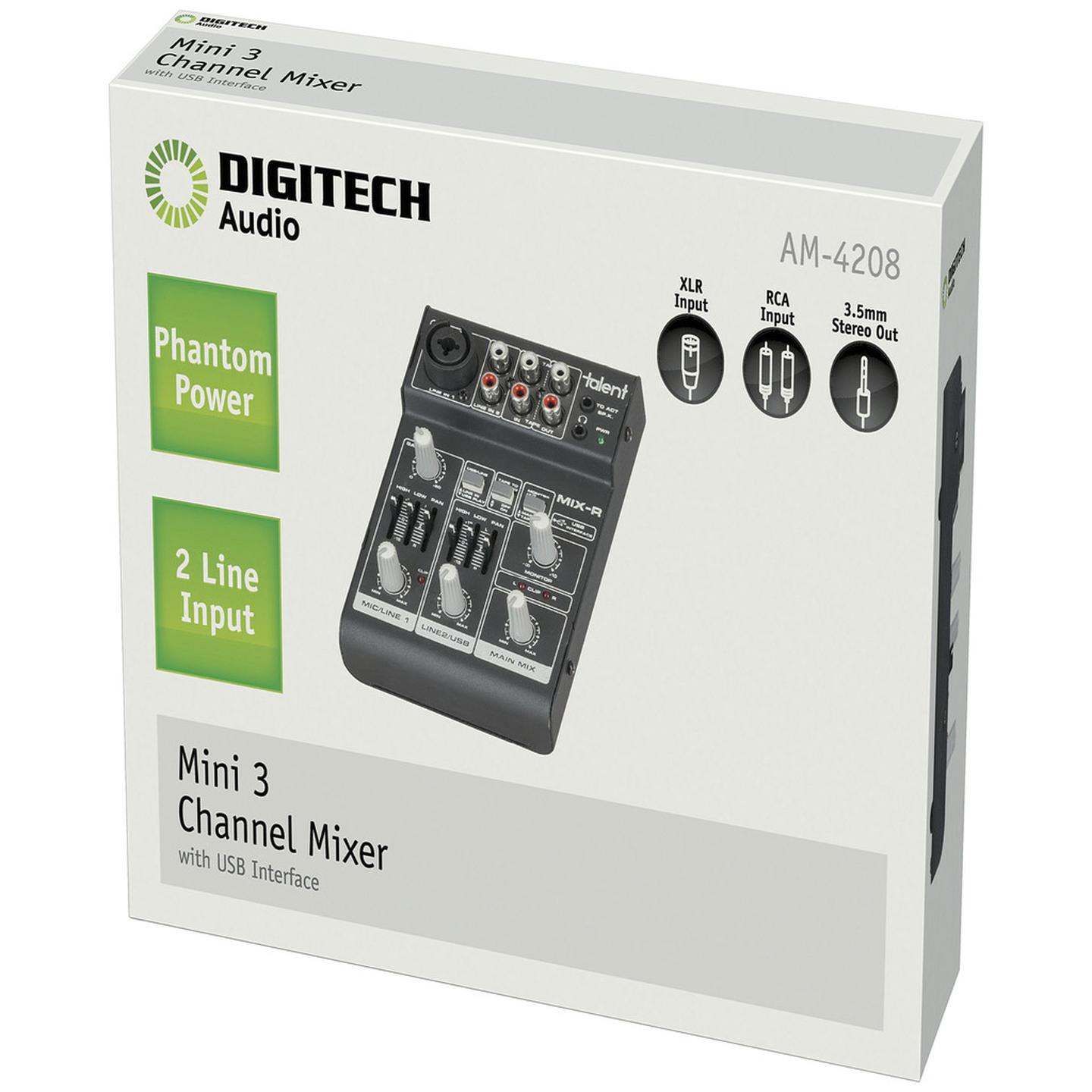 Mini 3 Channel Mixer with USB Interface