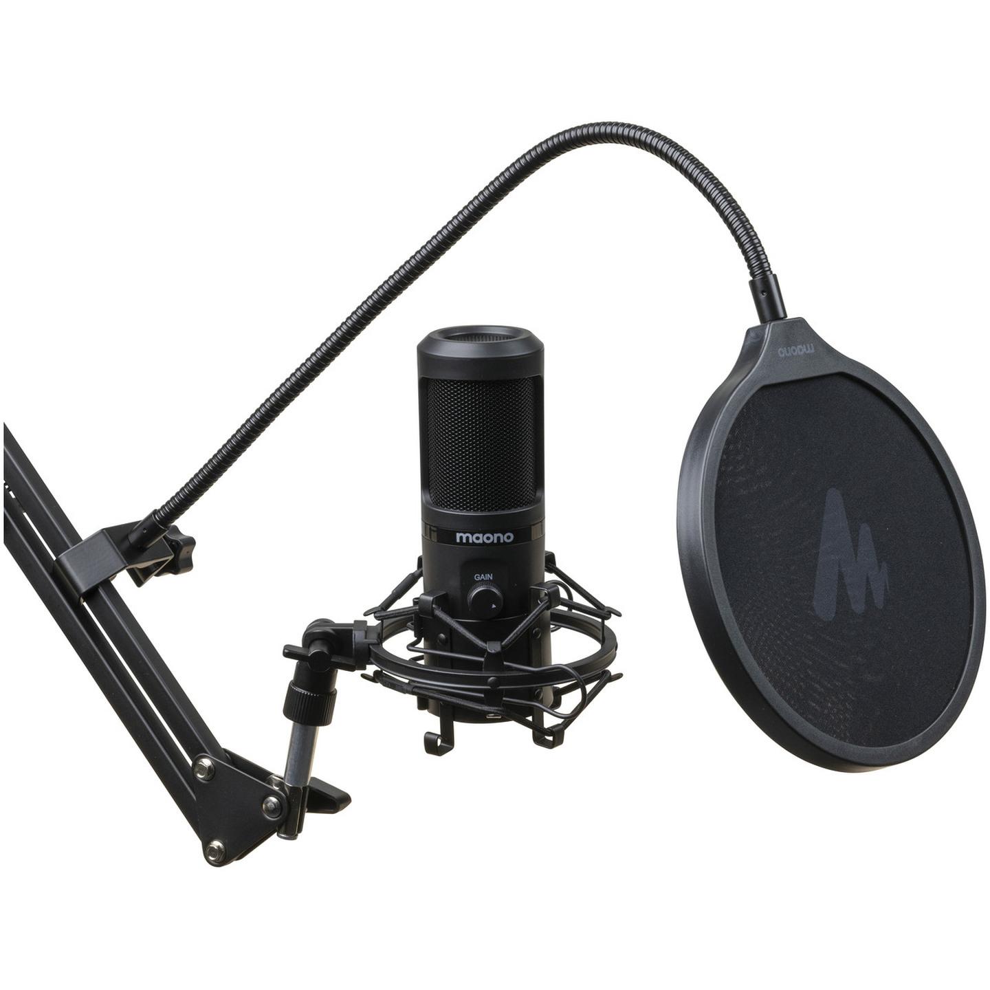 Maono 192KHZ/24BIT Professional Podcast Microphone with Desk Mount Arm and Accessories