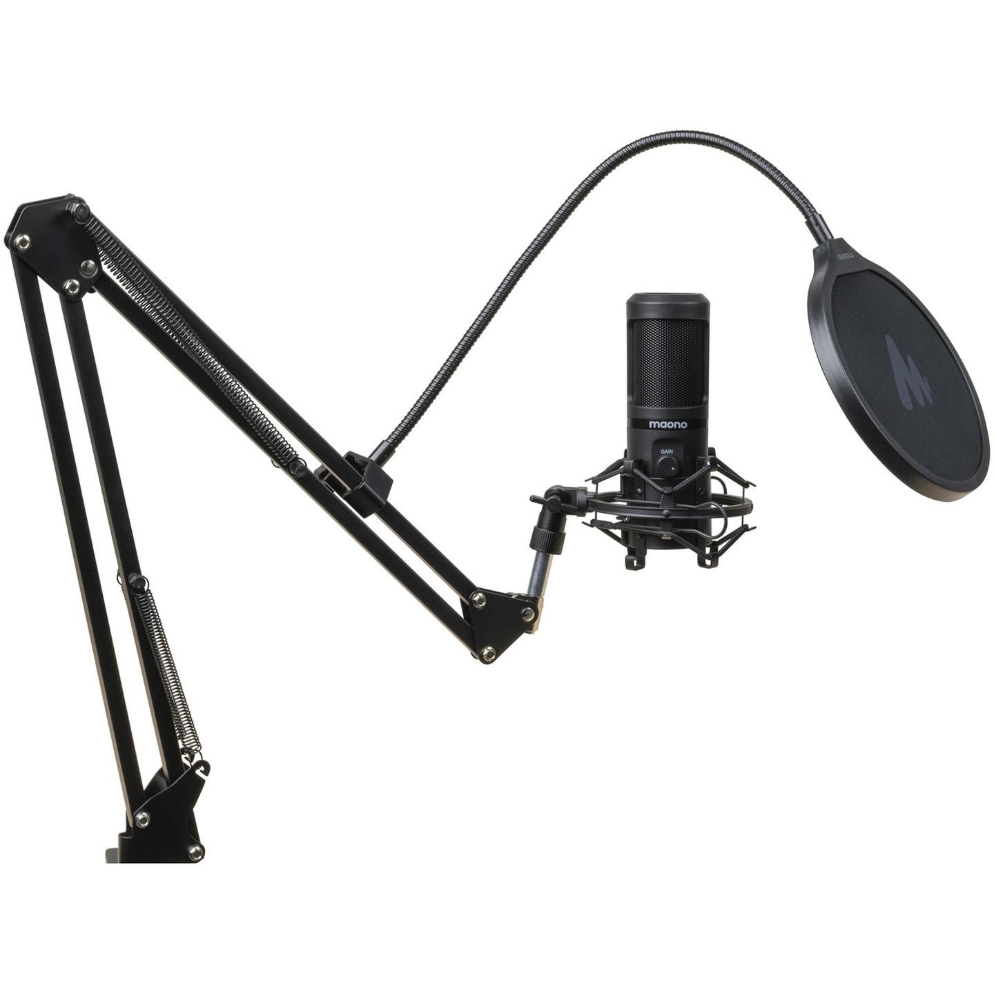 Maono 192KHZ/24BIT Professional Podcast Microphone with Desk Mount Arm and Accessories