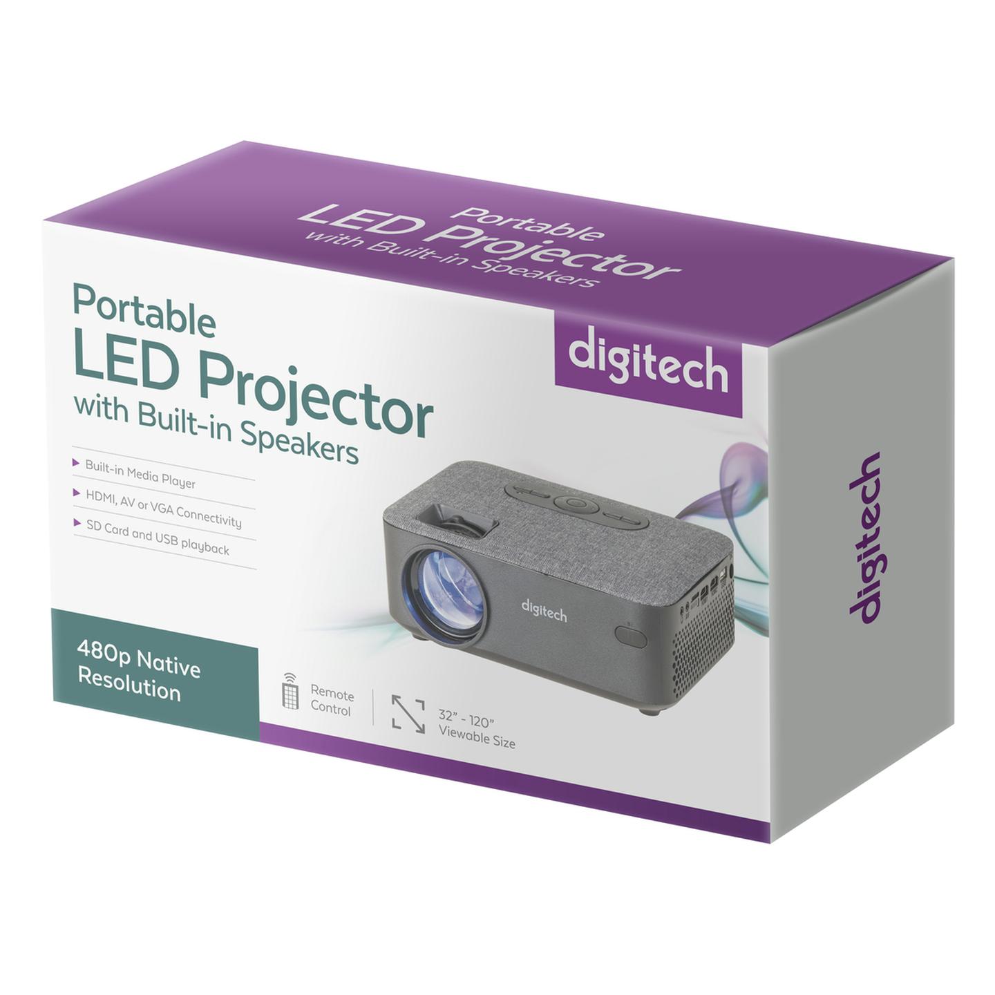 Digitech AV Projector with HDMI x 2 USB and VGA Inputs and Built-in Speakers