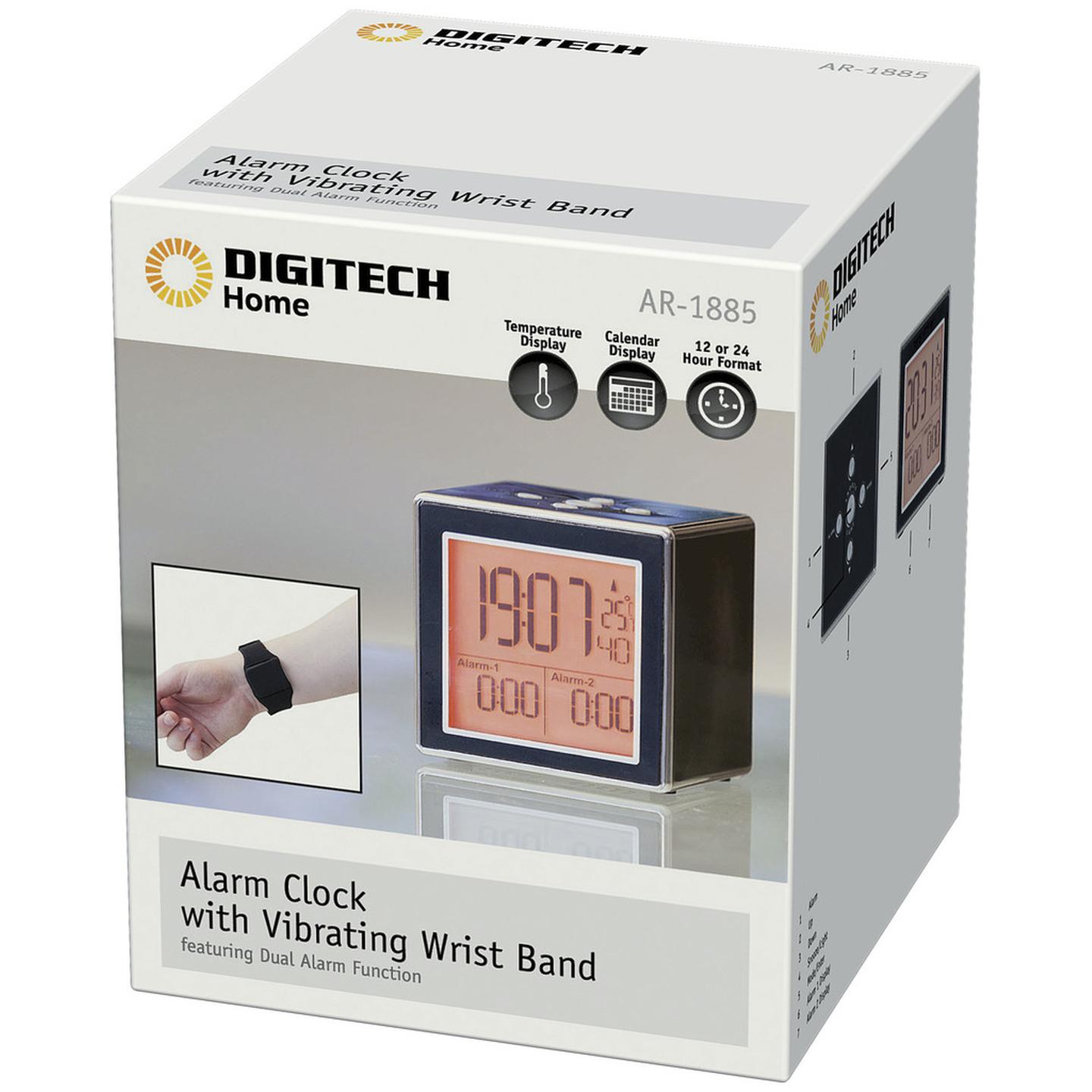 Silent Dual Alarm Clock with Vibration Wrist Belt