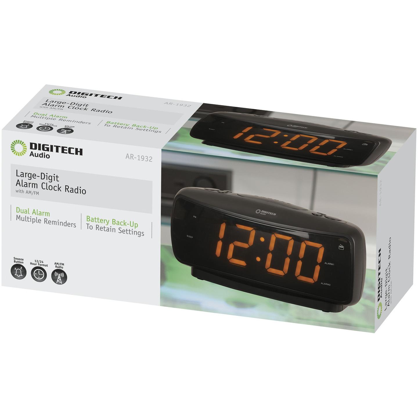 Digitech Large-Digit Alarm Clock with AM/FM Radio