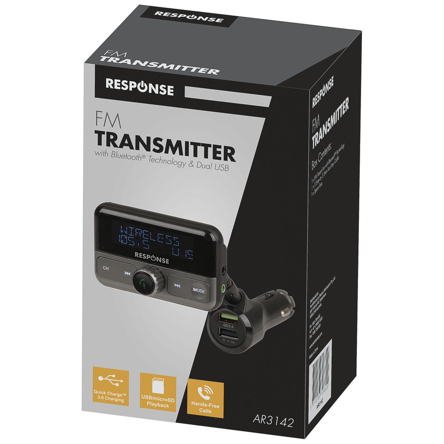 FM Transmitter with Bluetooth Technology and Qualcomm Quick Charge 3.0 USB