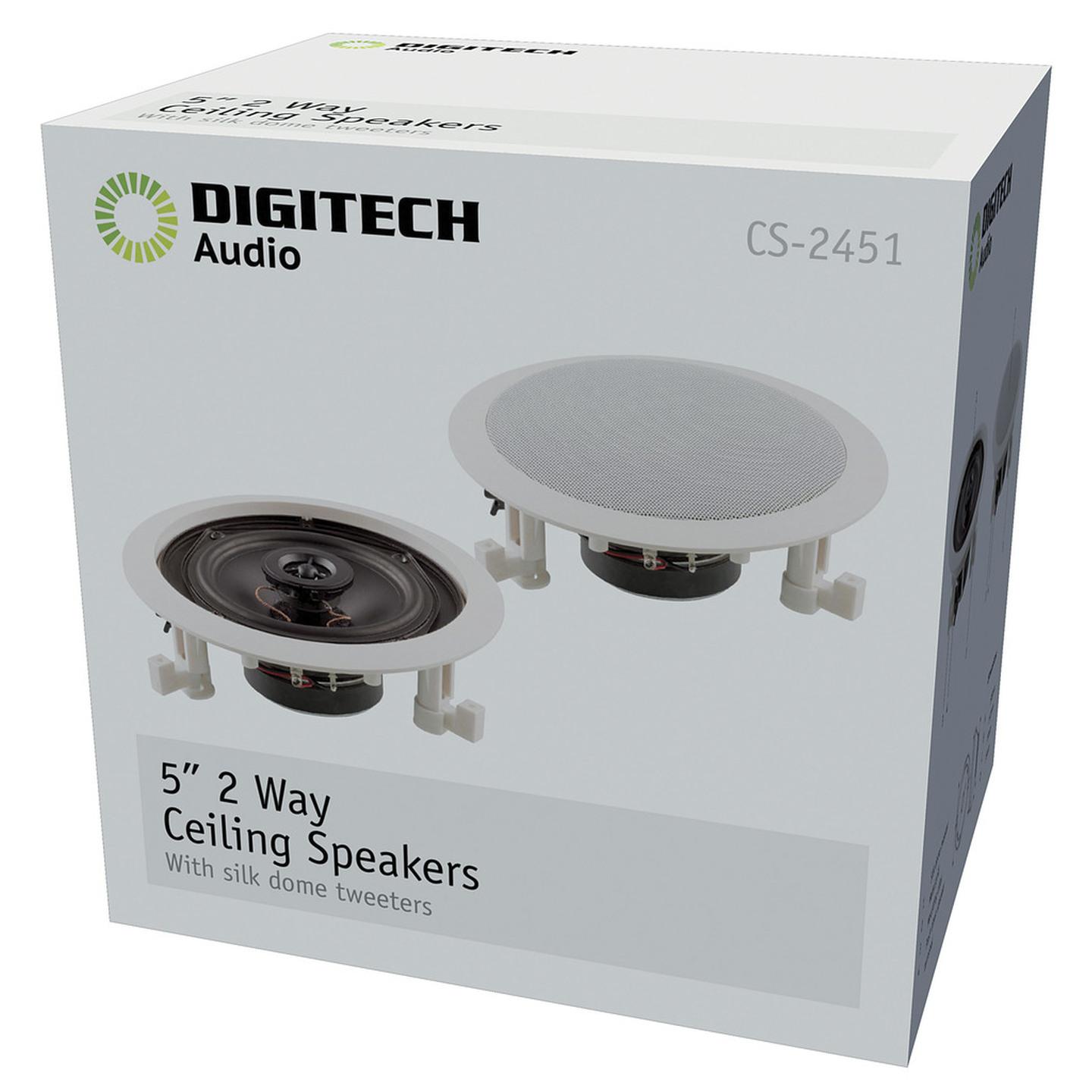 In-Ceiling 2 Way 5.25 Inch Speaker with Fixed Tweeter