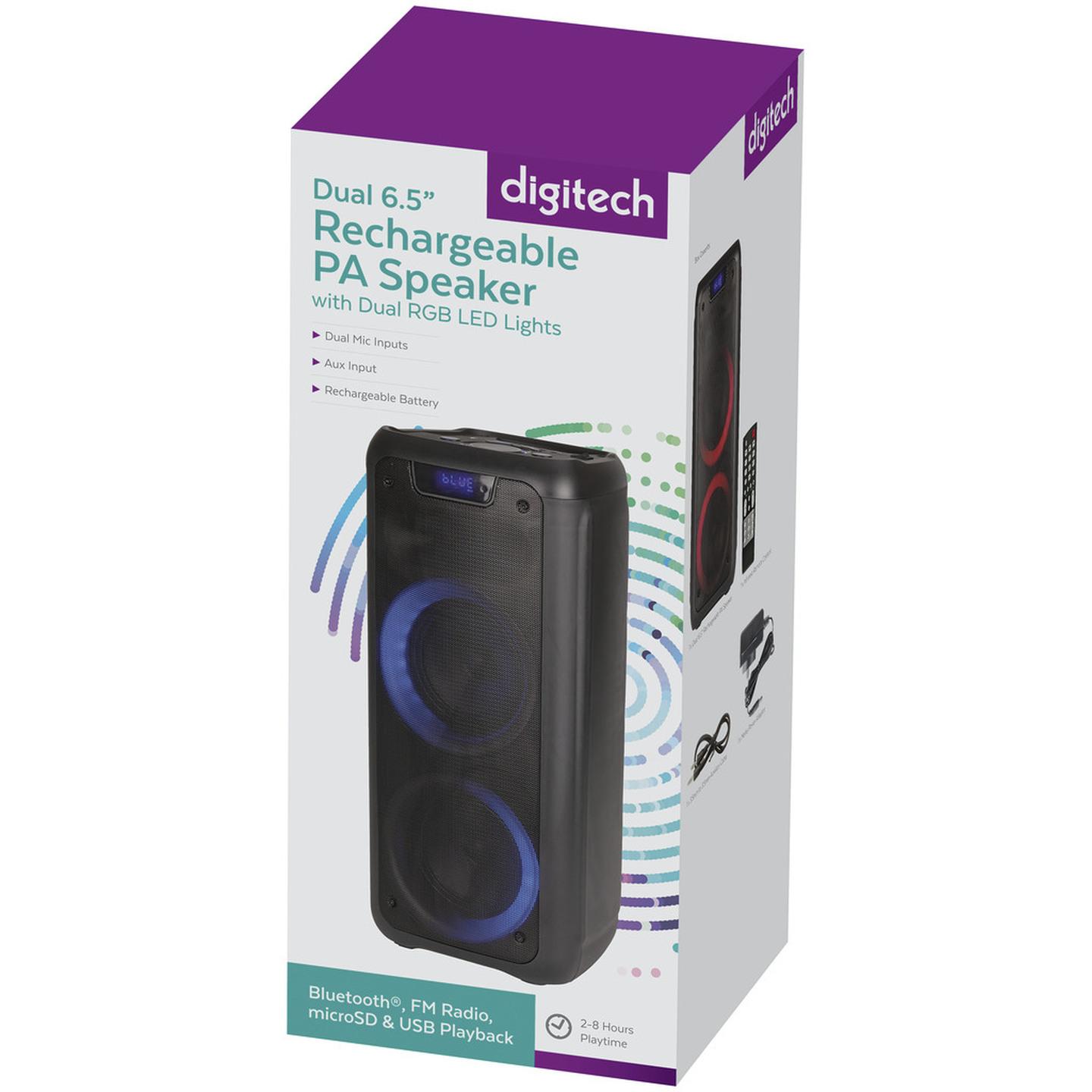 Dual 6.5 Rechargeable PA Speaker with LED