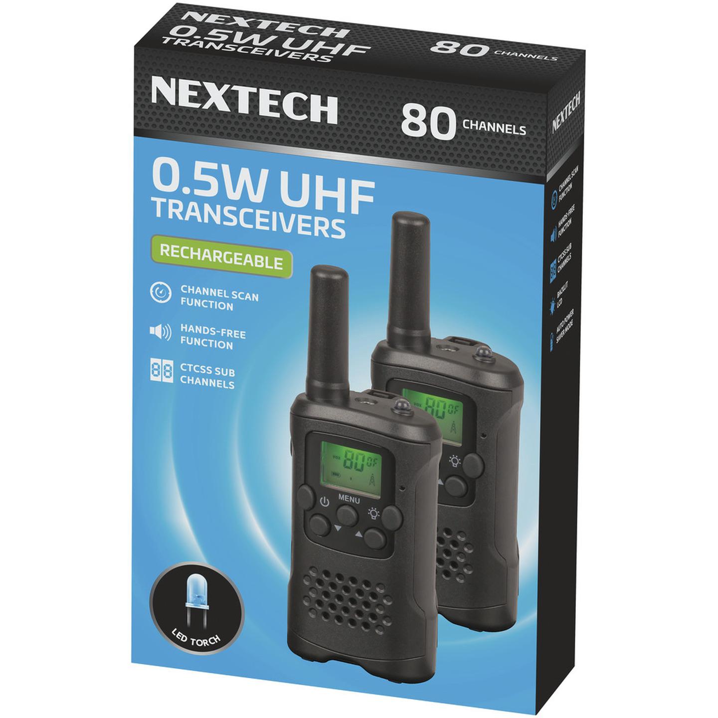 NEXTECH Rechargeable 0.5W UHF Transceiver Twin Pack