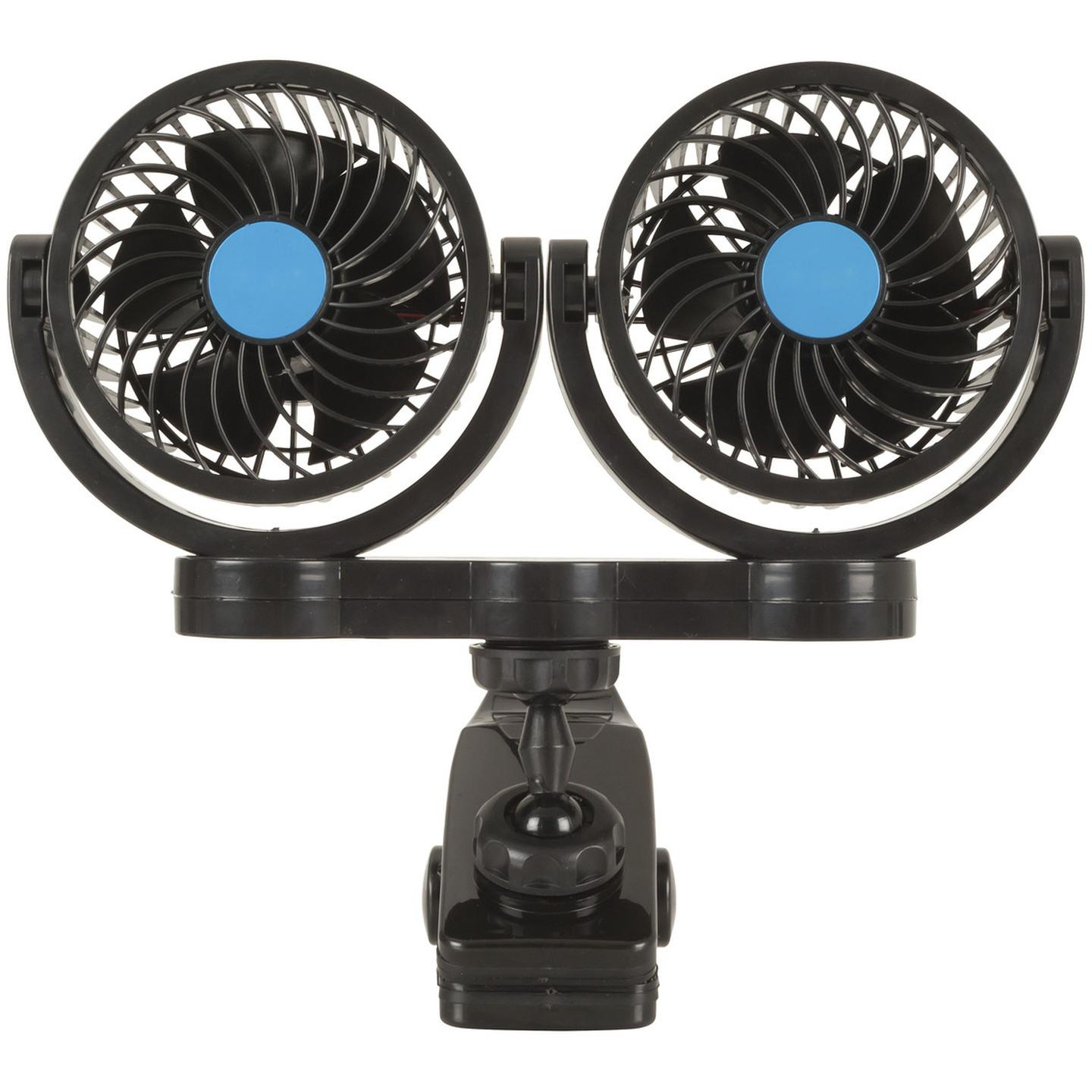 Dual 100mm 12V Fans with Clamp Mount