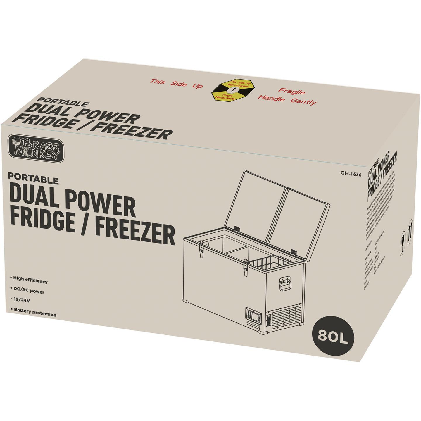 80L Brass Monkey Dual Zone Portable Fridge / Freezer