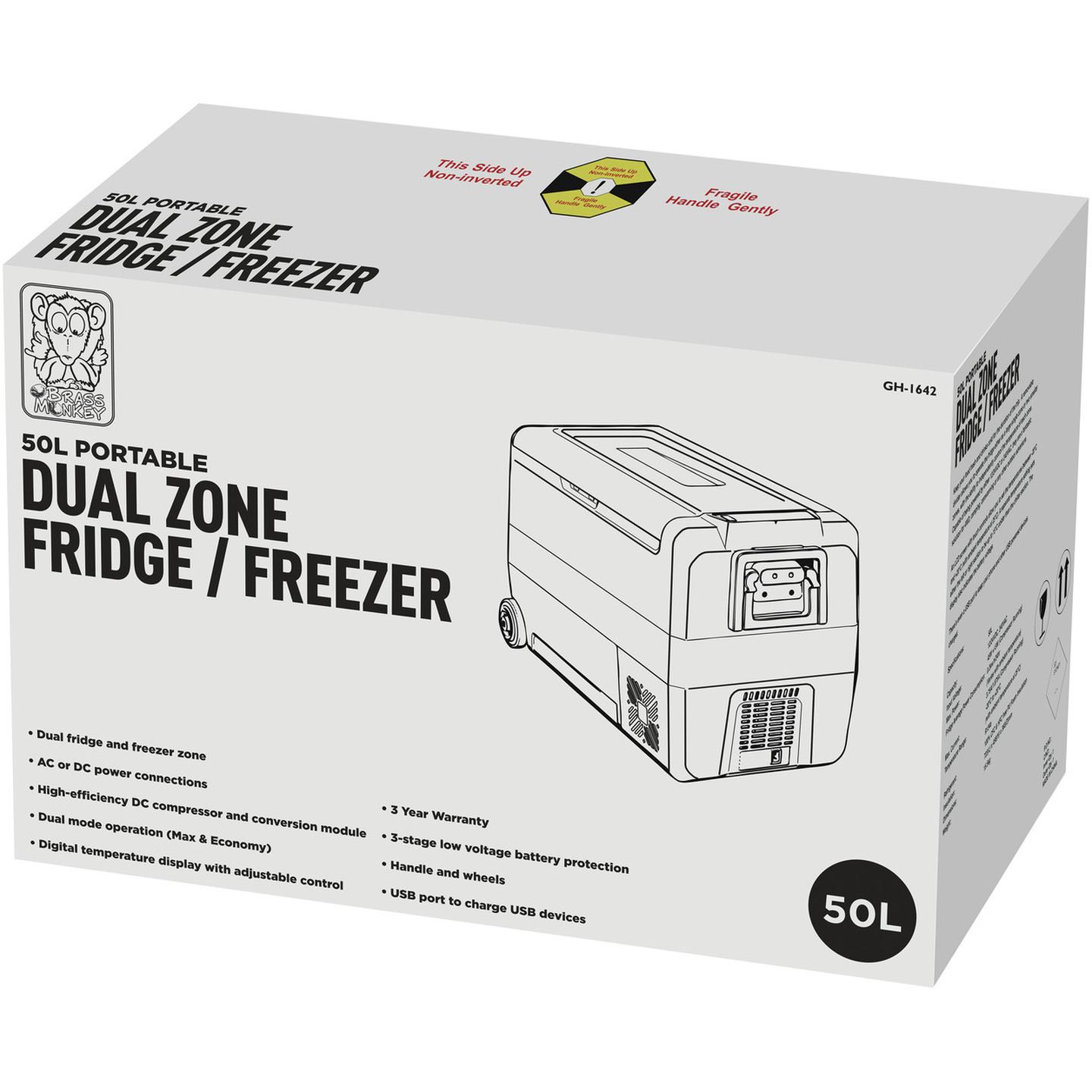 50L Brass Monkey Single or Dual Zone Fridge/Freezer with Removable Zone Divider