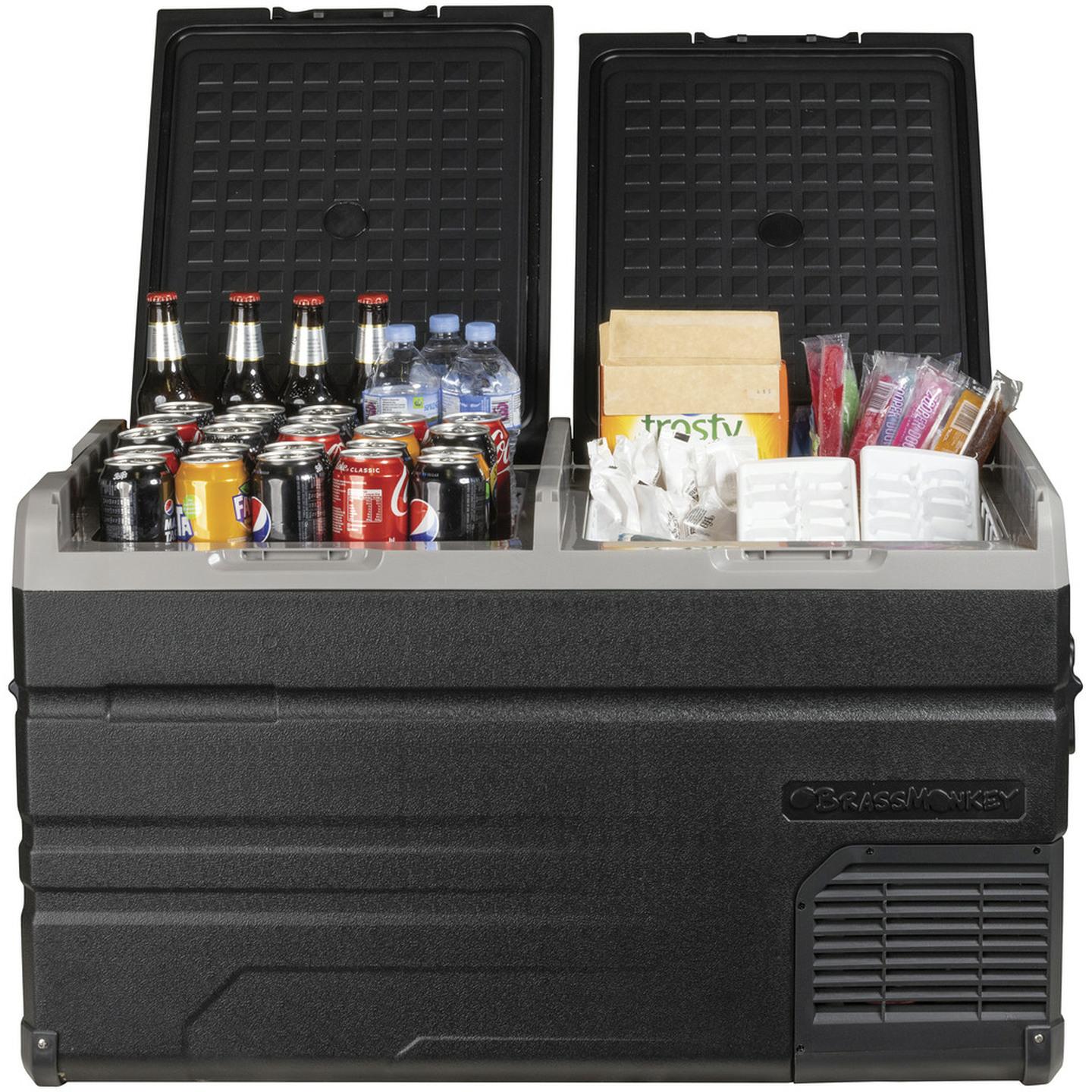 115L Brass Monkey Portable Low Profile Dual Zone Fridge/Freezer with Battery Compartment