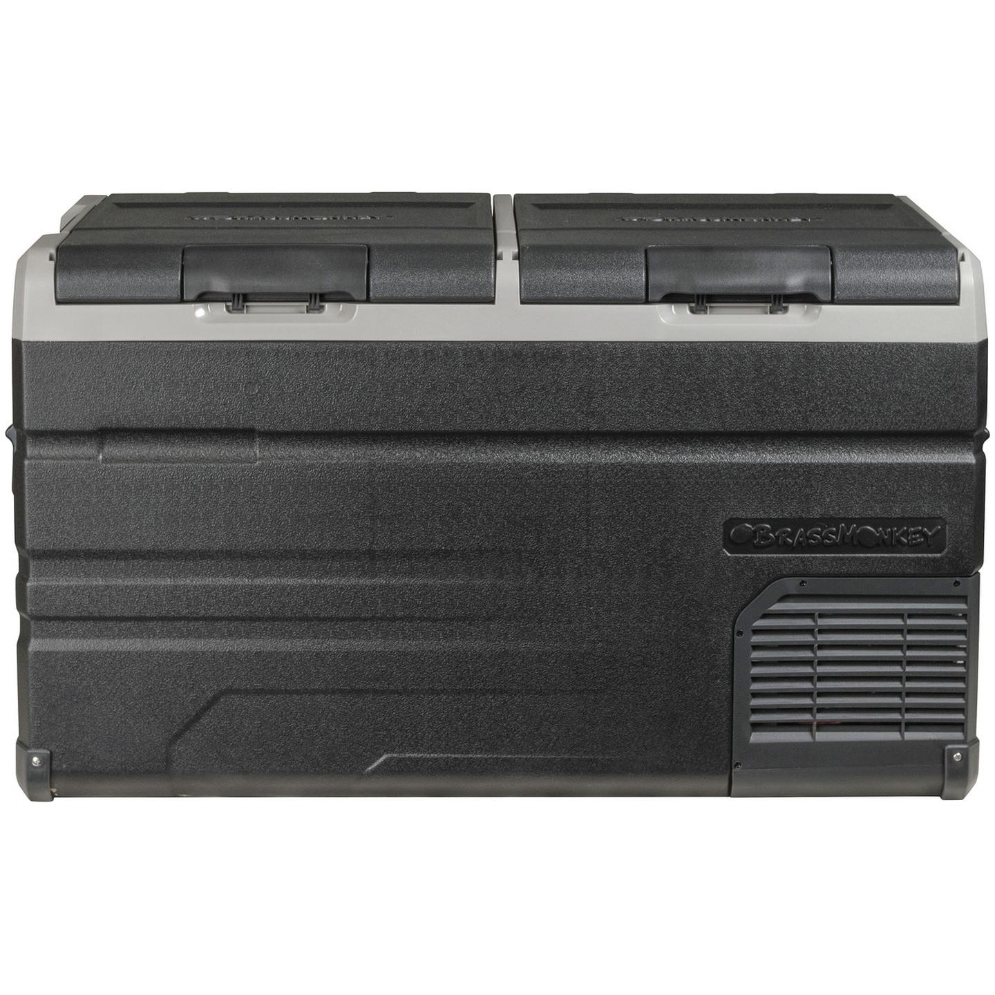 115L Brass Monkey Portable Low Profile Dual Zone Fridge/Freezer with Battery Compartment