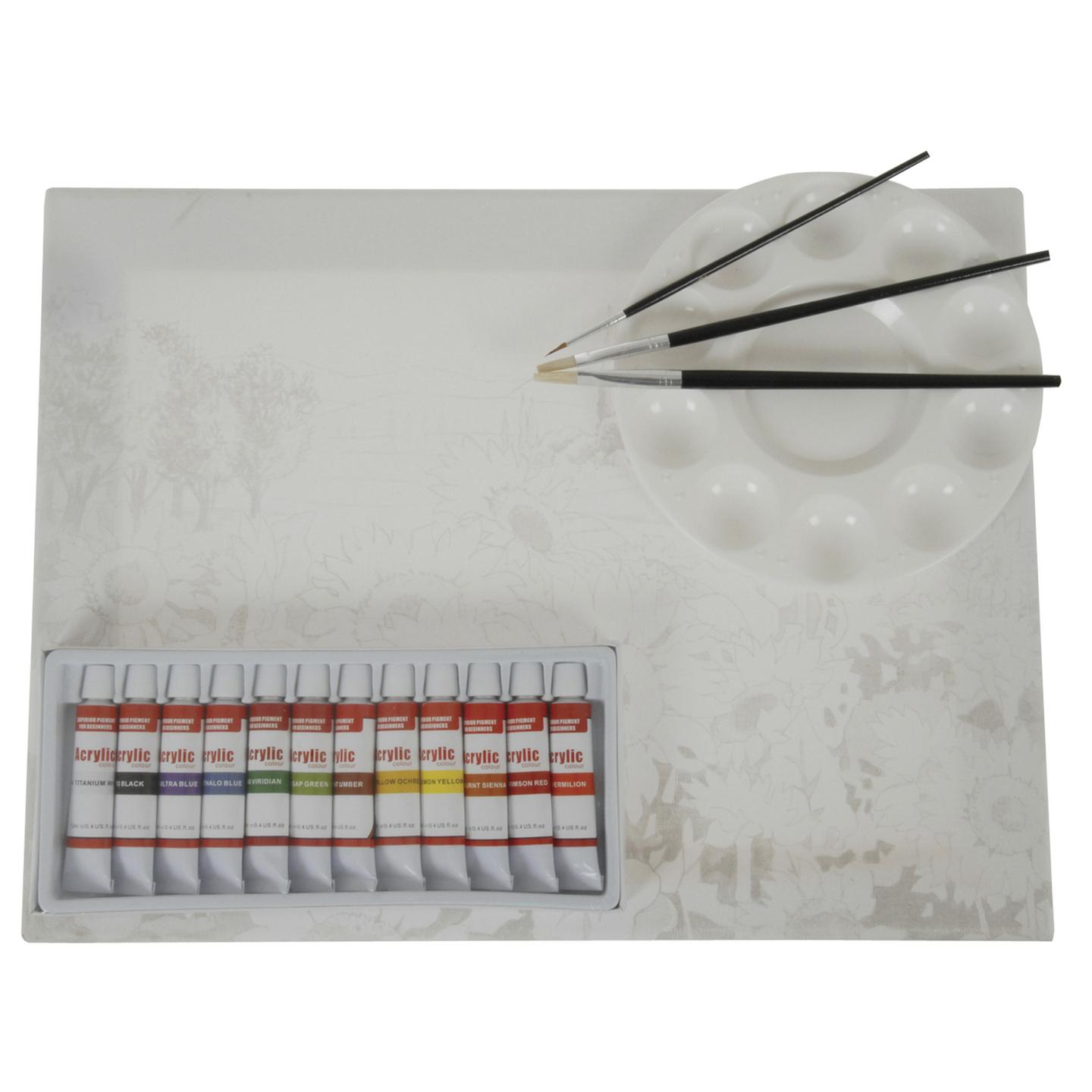 Kit Painting with Canvas Brushes 12 Colours & Palette