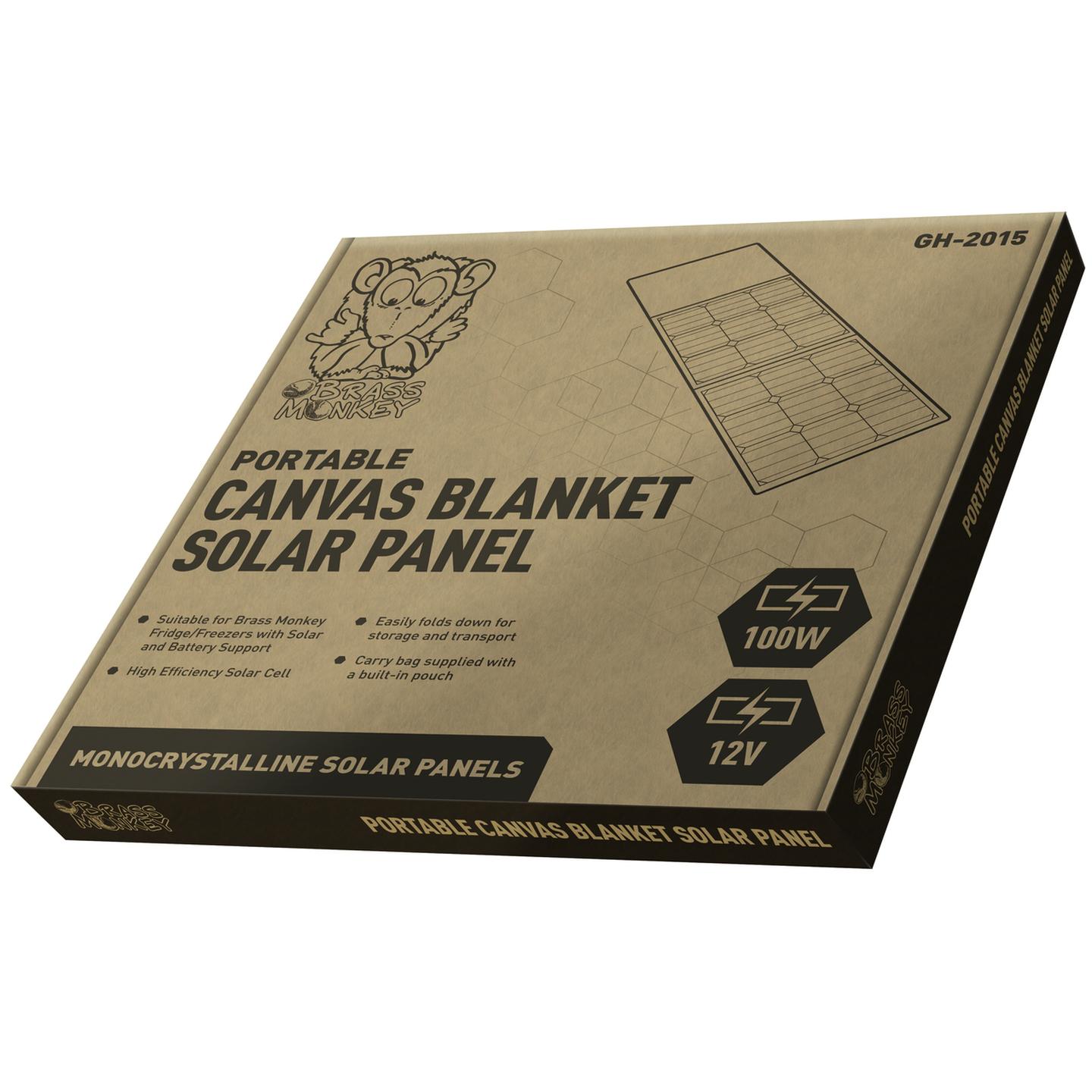 100 Watt Solar Canvas Blanket for Brass Monkey Fridge/Freezer with Solar and Battery Support