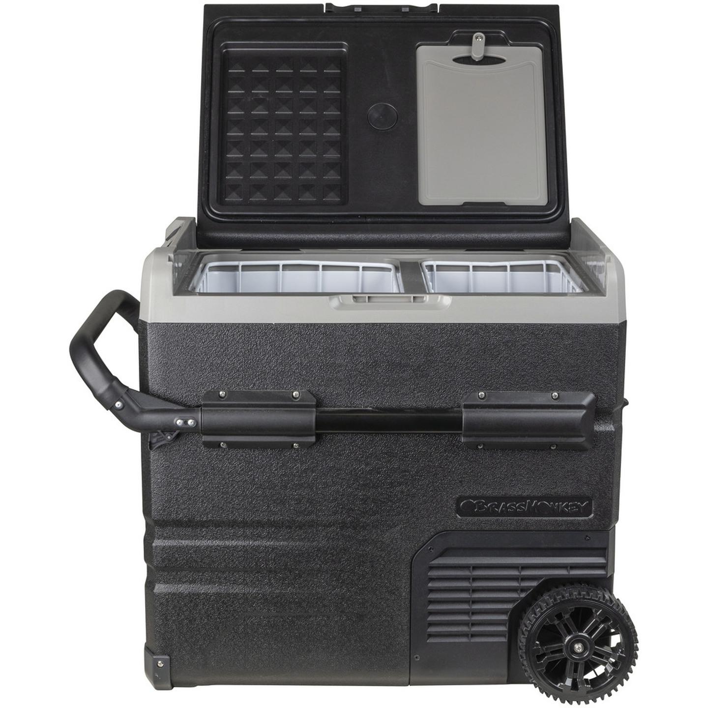 35L Brass Monkey Portable Dual Zone Fridge/Freezer with Wheels and Battery Compartment