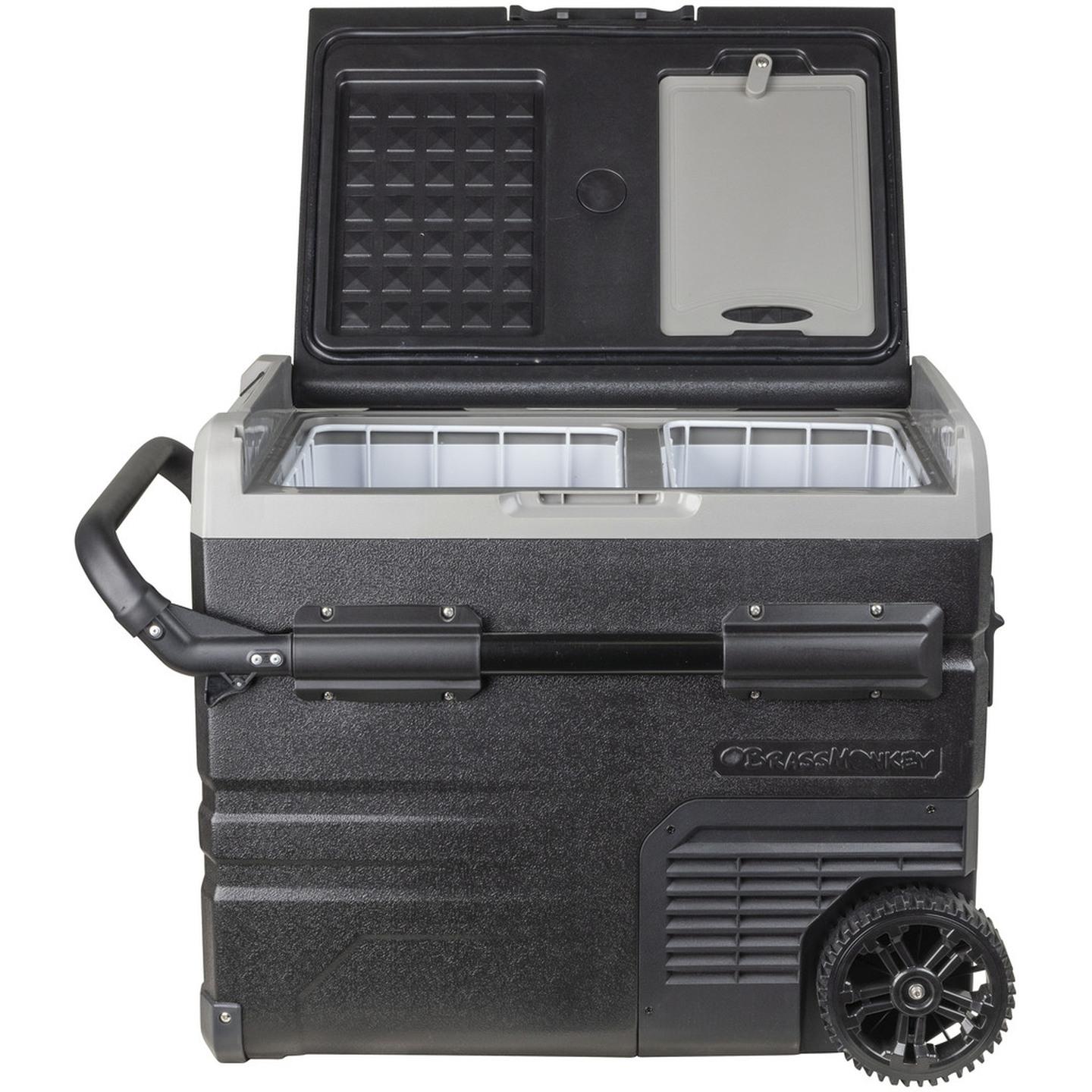 45L Brass Monkey Portable Dual Zone Fridge/Freezer with Wheels and Battery Compartment