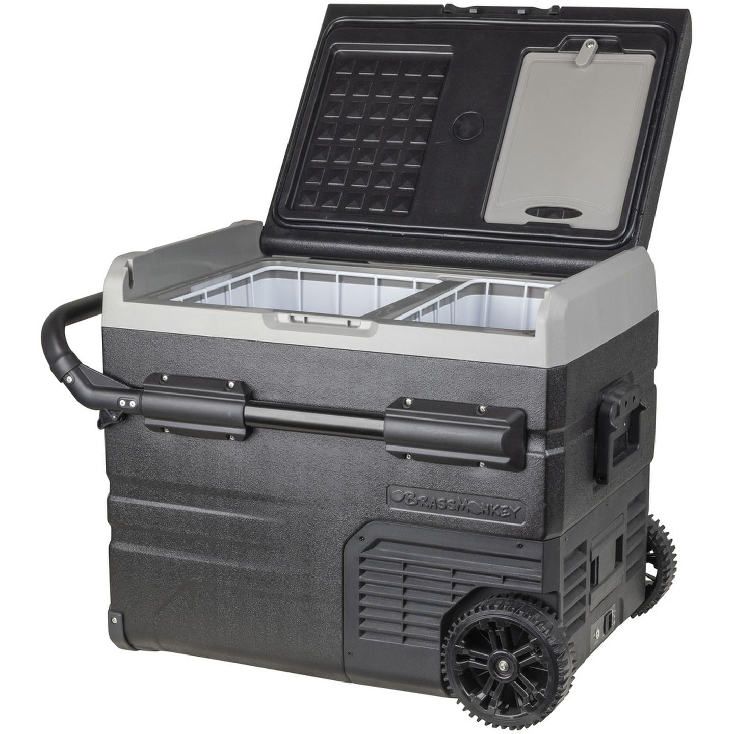 45L Brass Monkey Portable Dual Zone Fridge/Freezer with Wheels and Battery Compartment
